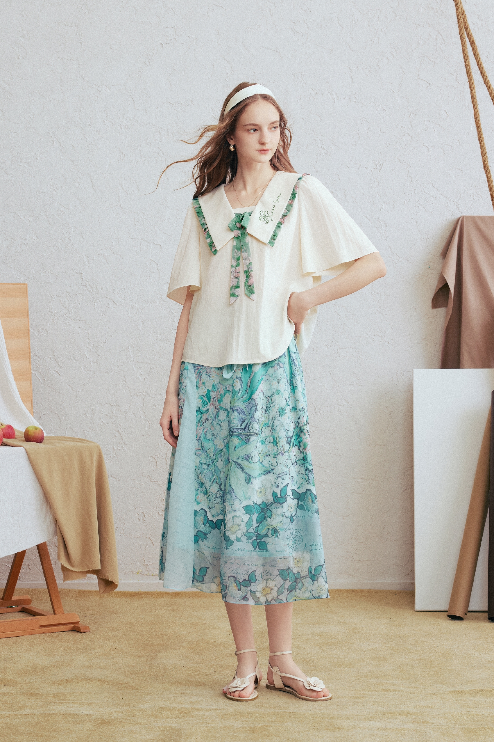 Ruffle Embroidered Shirt