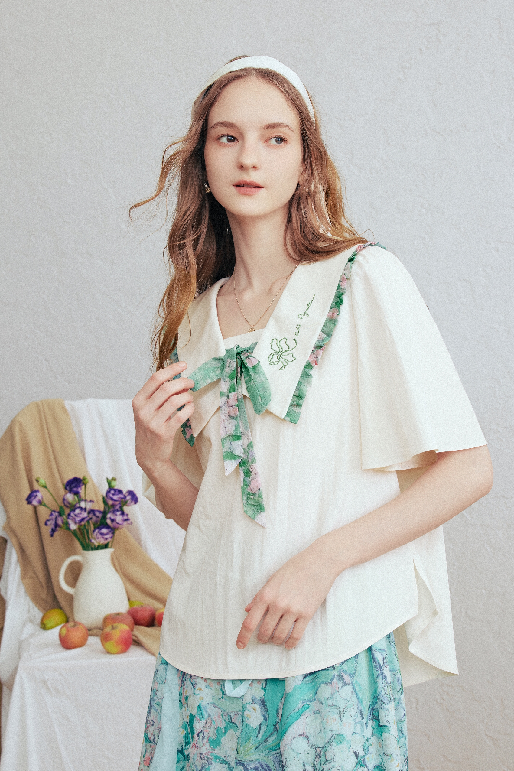 Ruffle Embroidered Shirt