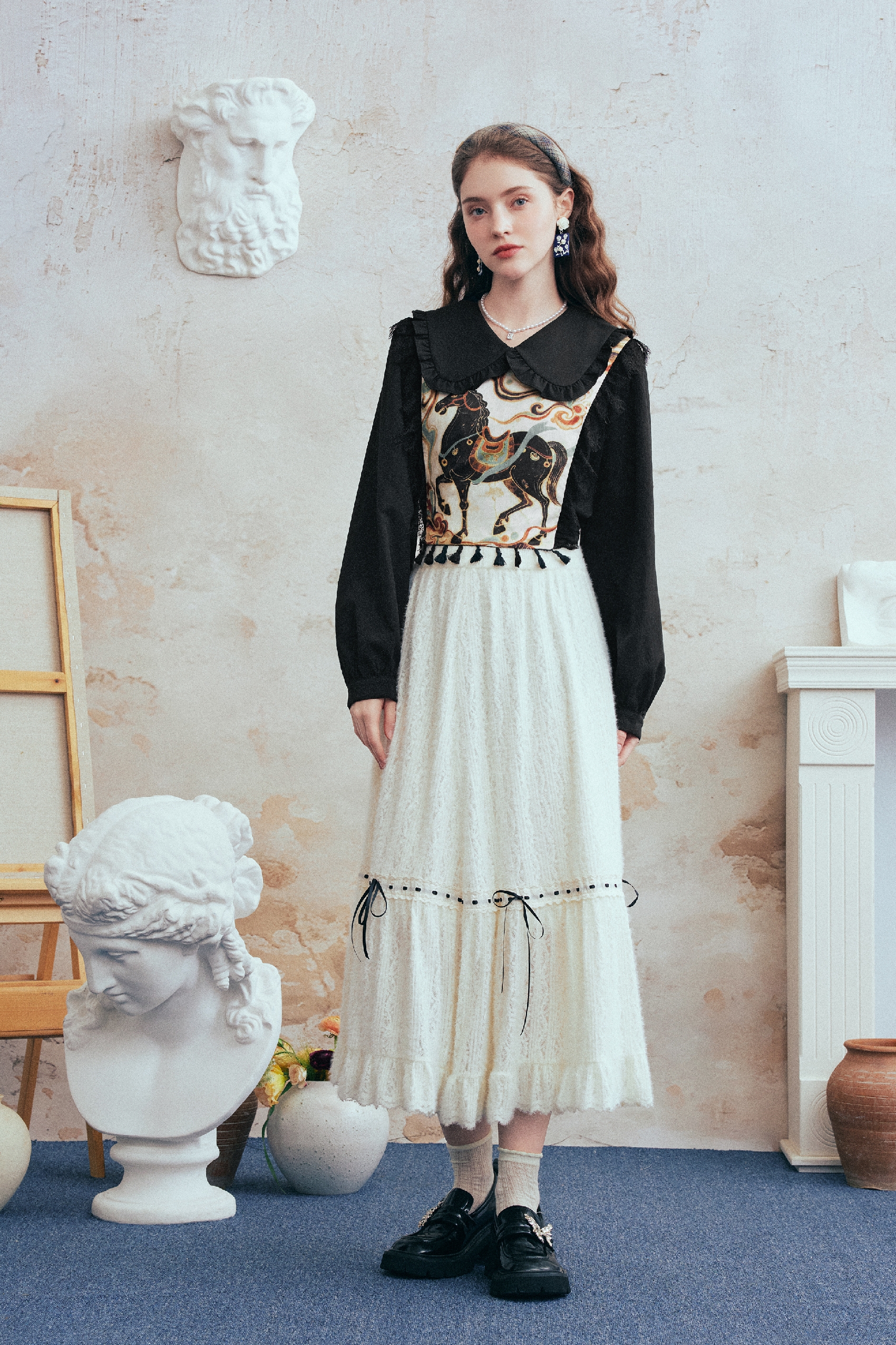 Designer Layered-Look Long-Sleeve Shirt