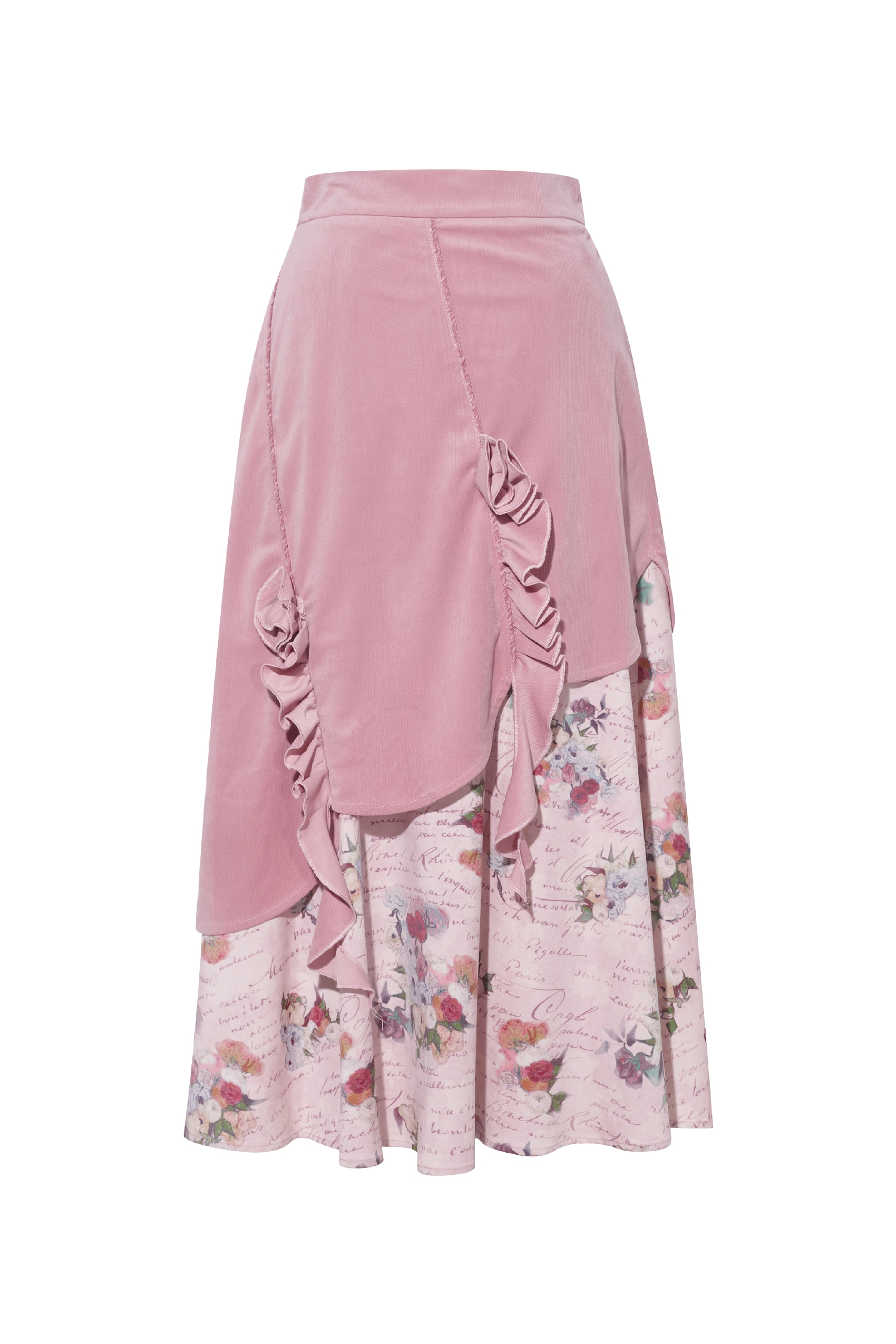 Pleated Ruffle Patchwork A-Line Skirt