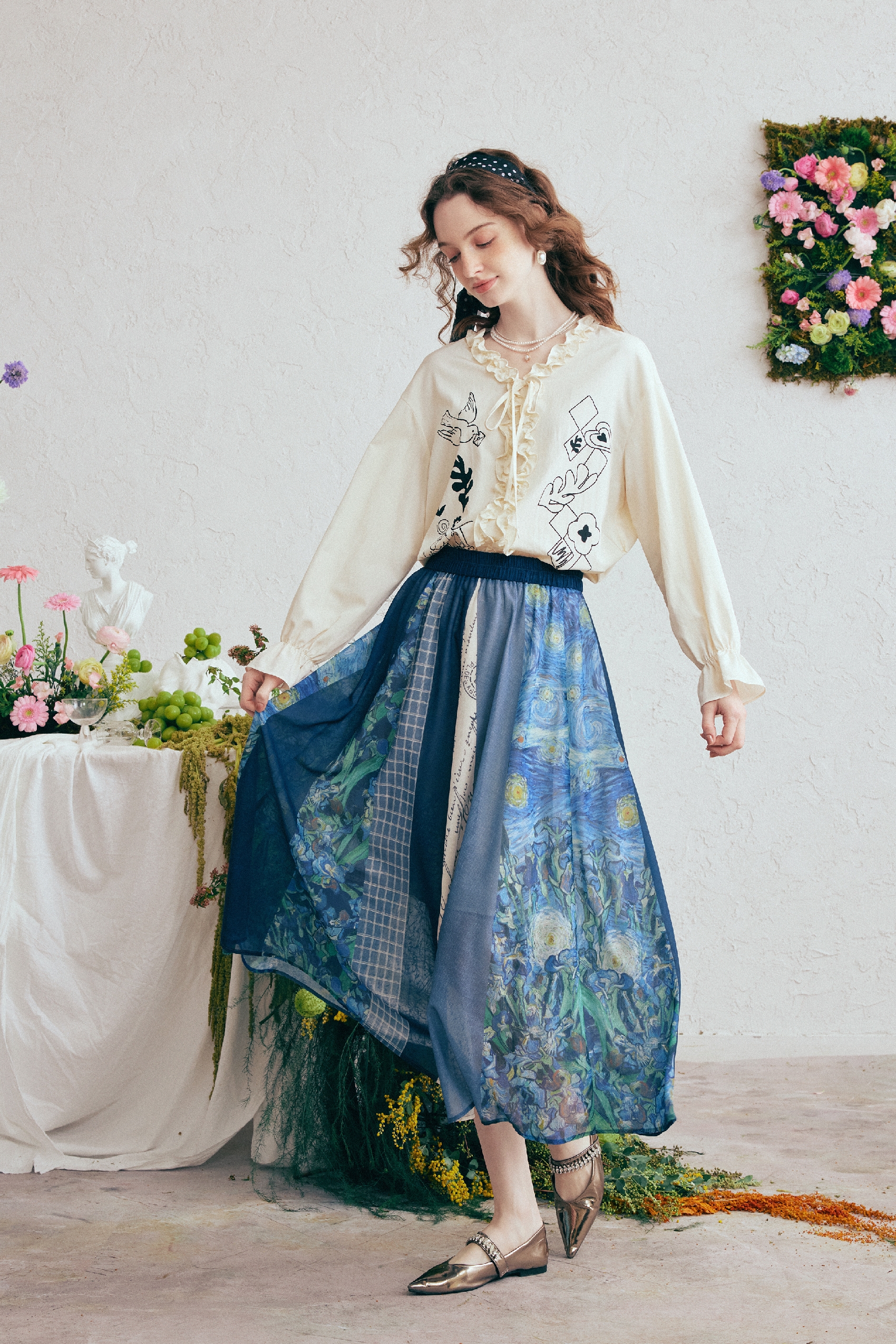 Printed A-Line Skirt