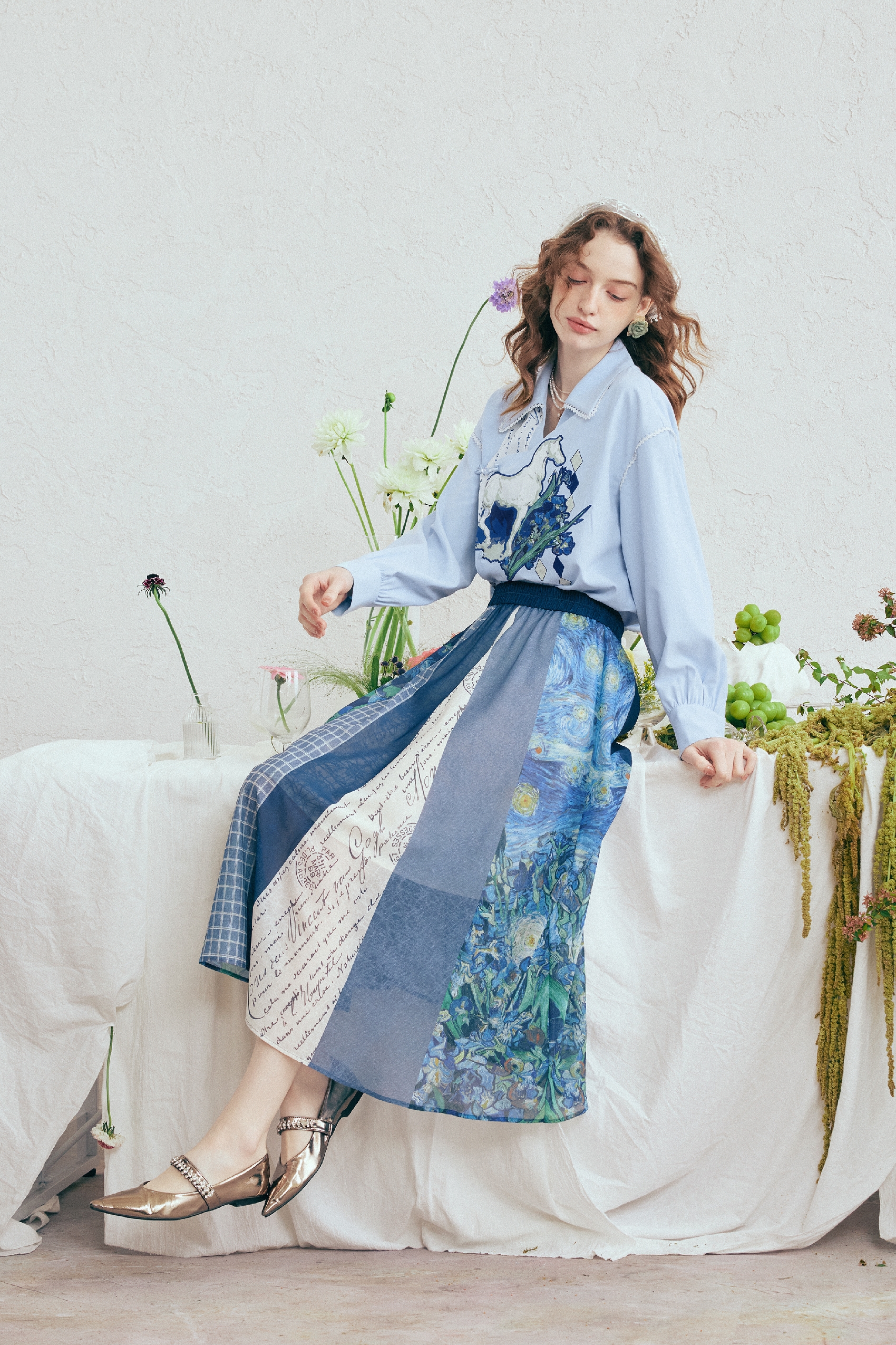 Printed A-Line Skirt