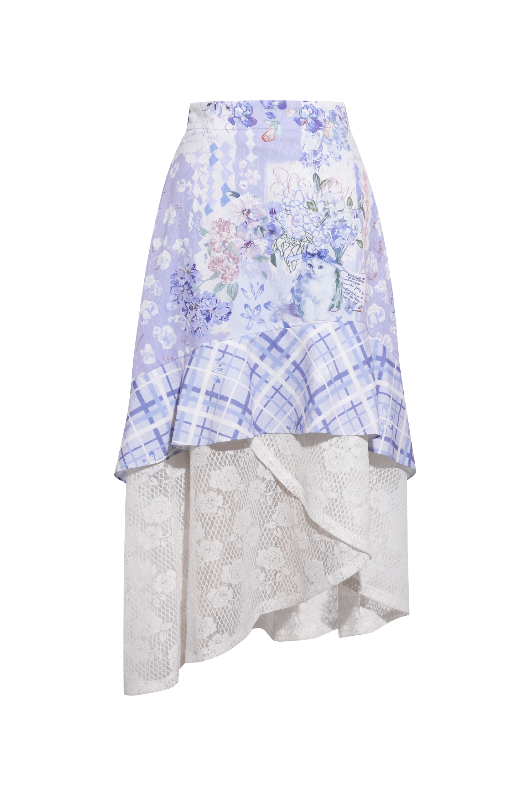 Purple Printed Midi Skirt