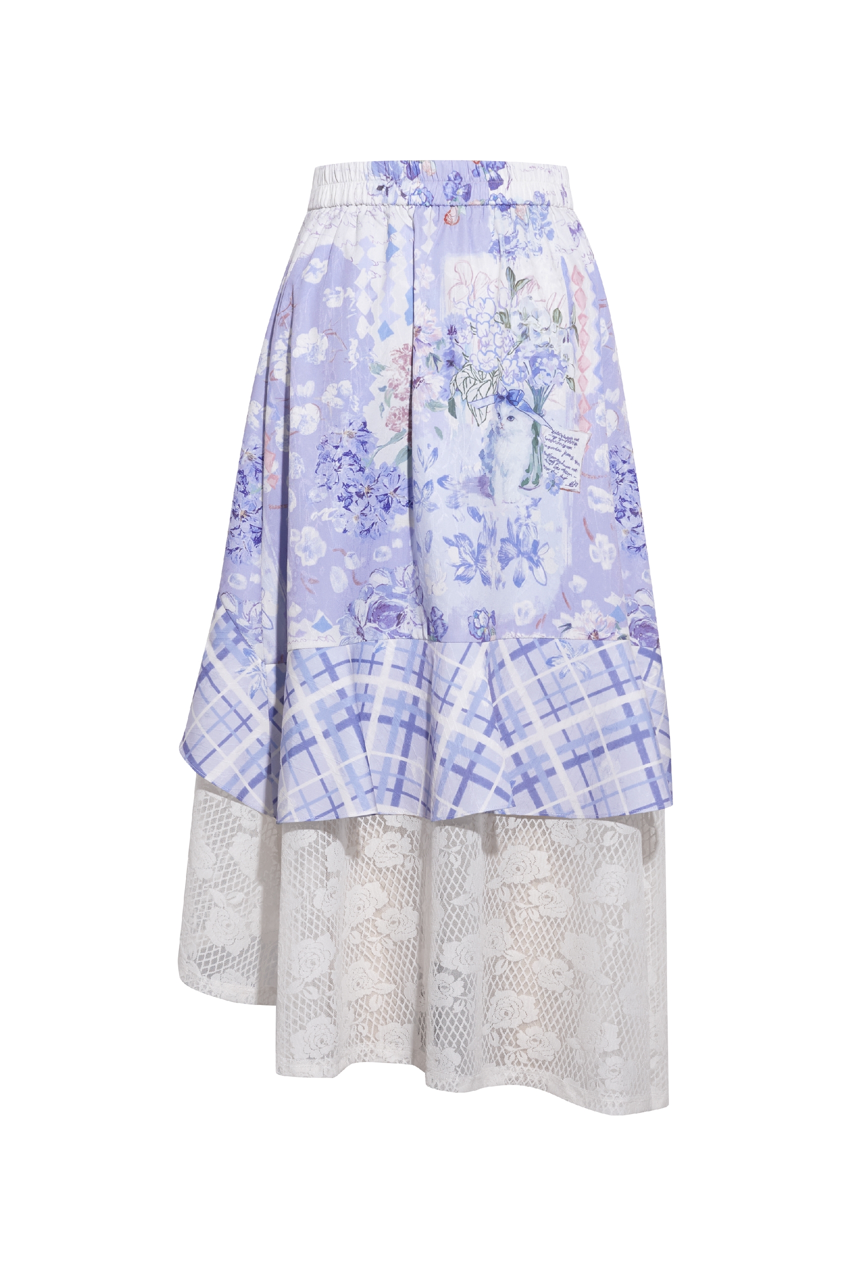 Purple Printed Midi Skirt