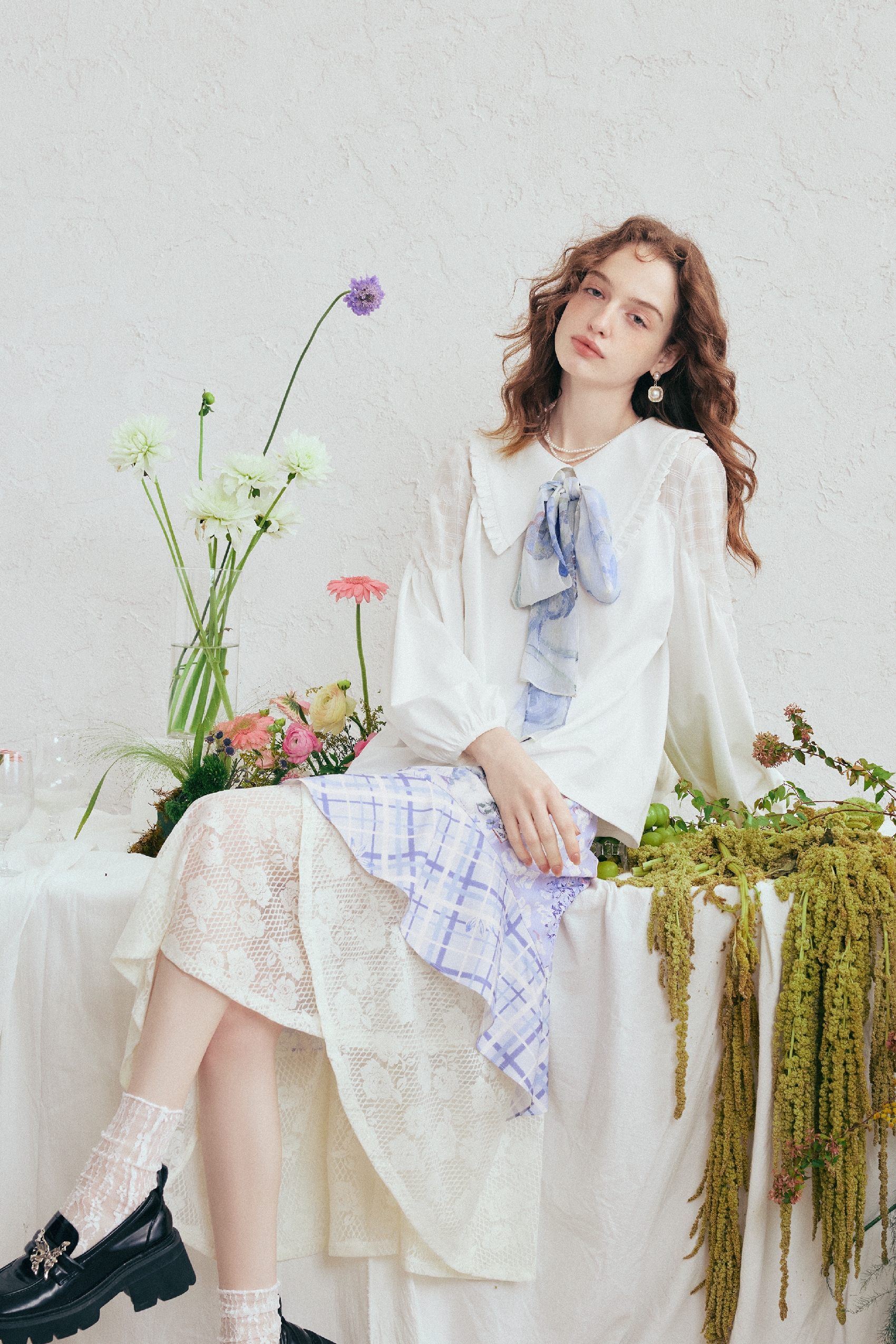 Purple Printed Midi Skirt