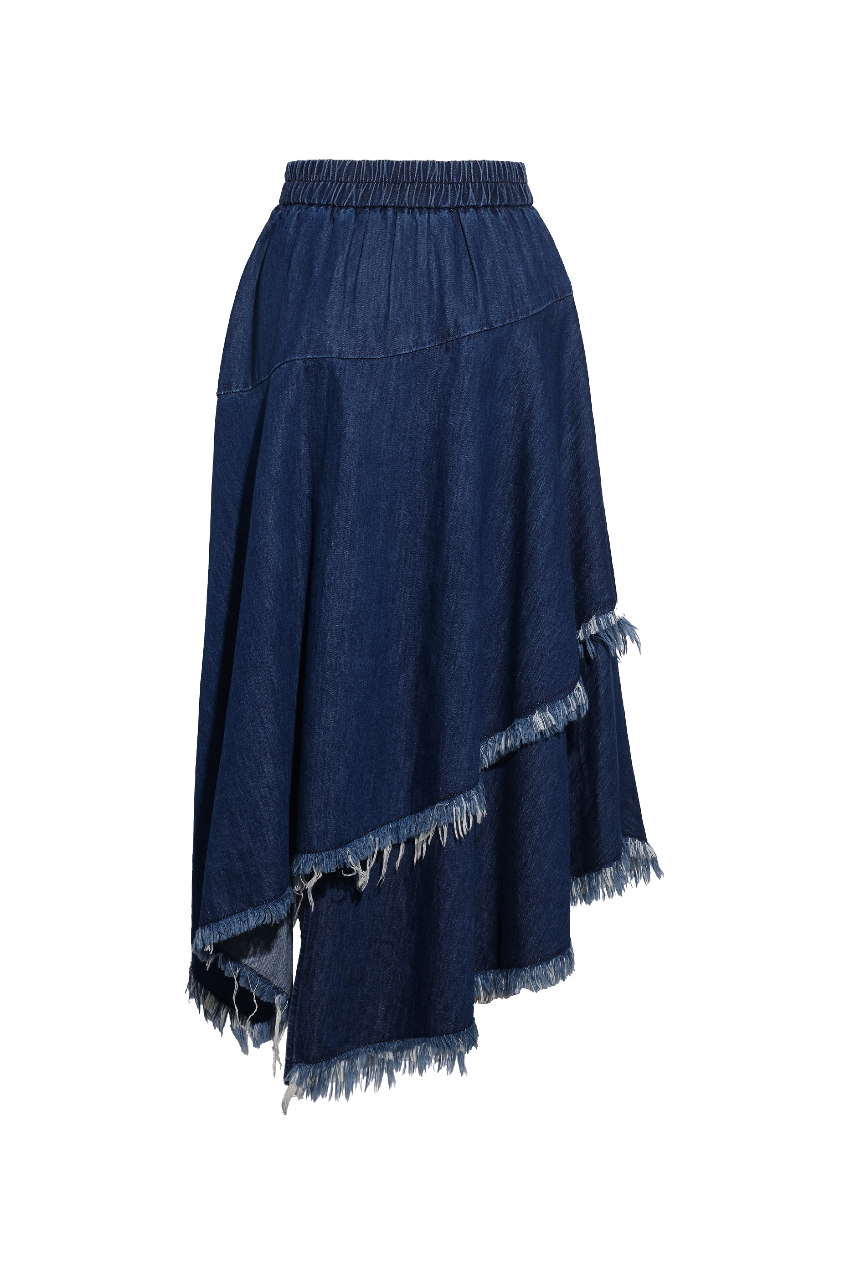 Blue Embroidered Midi Skirt