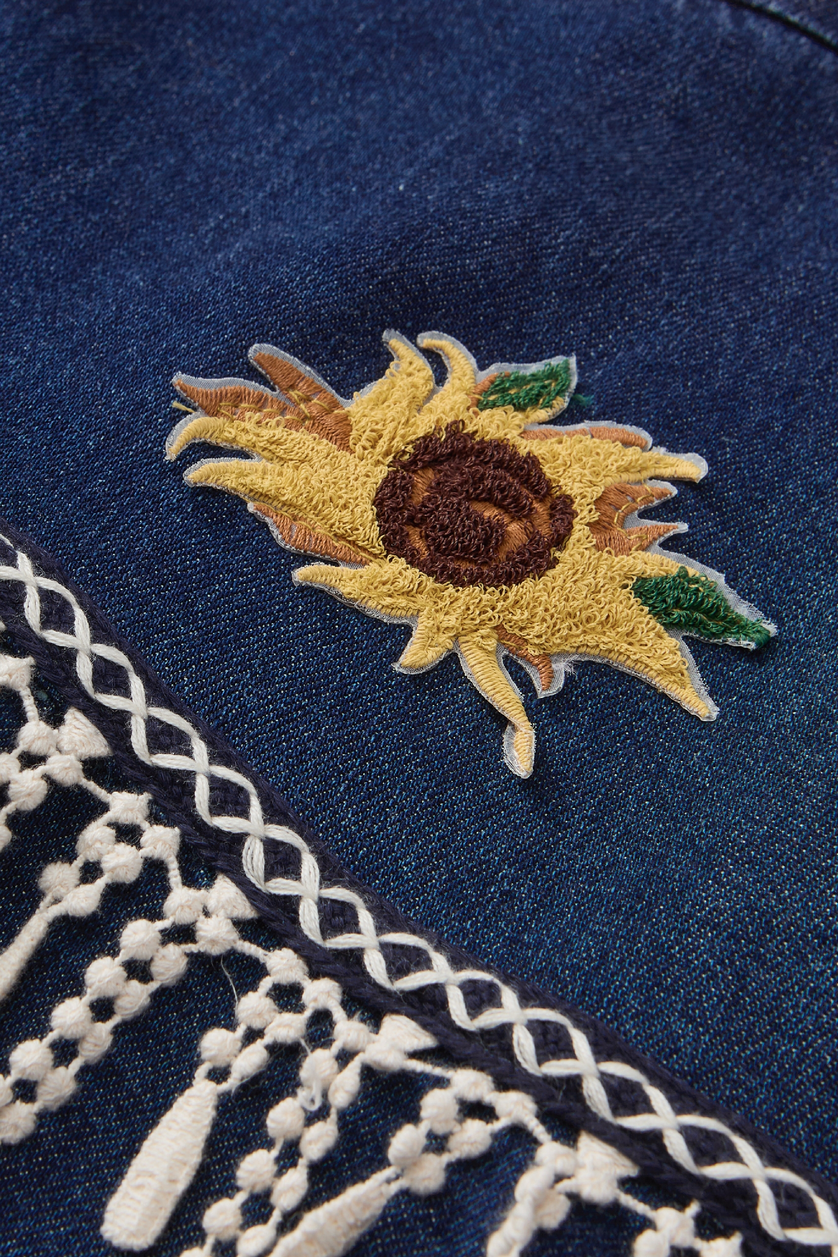 Blue Embroidered Midi Skirt