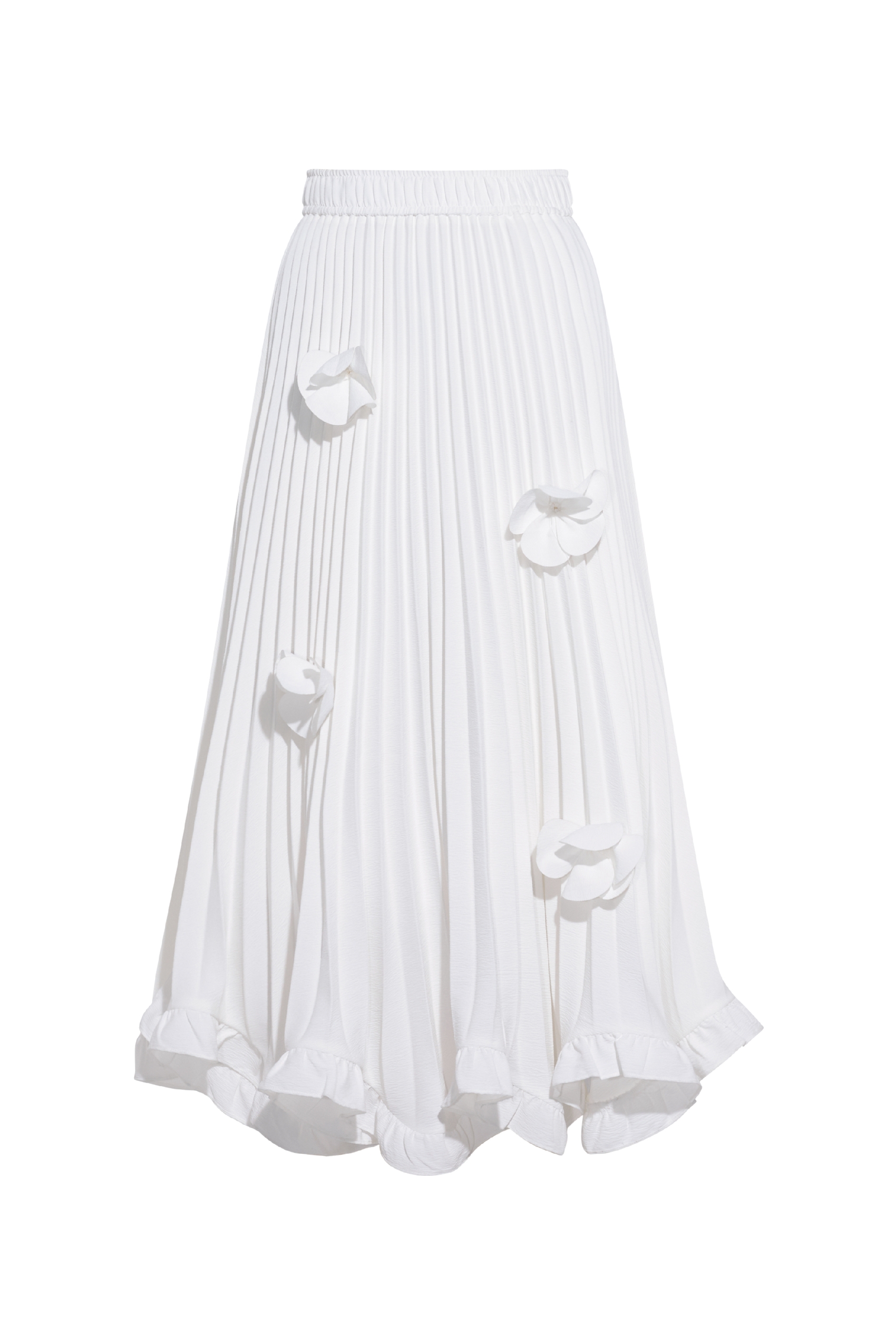 White Pleated Midi Skirt