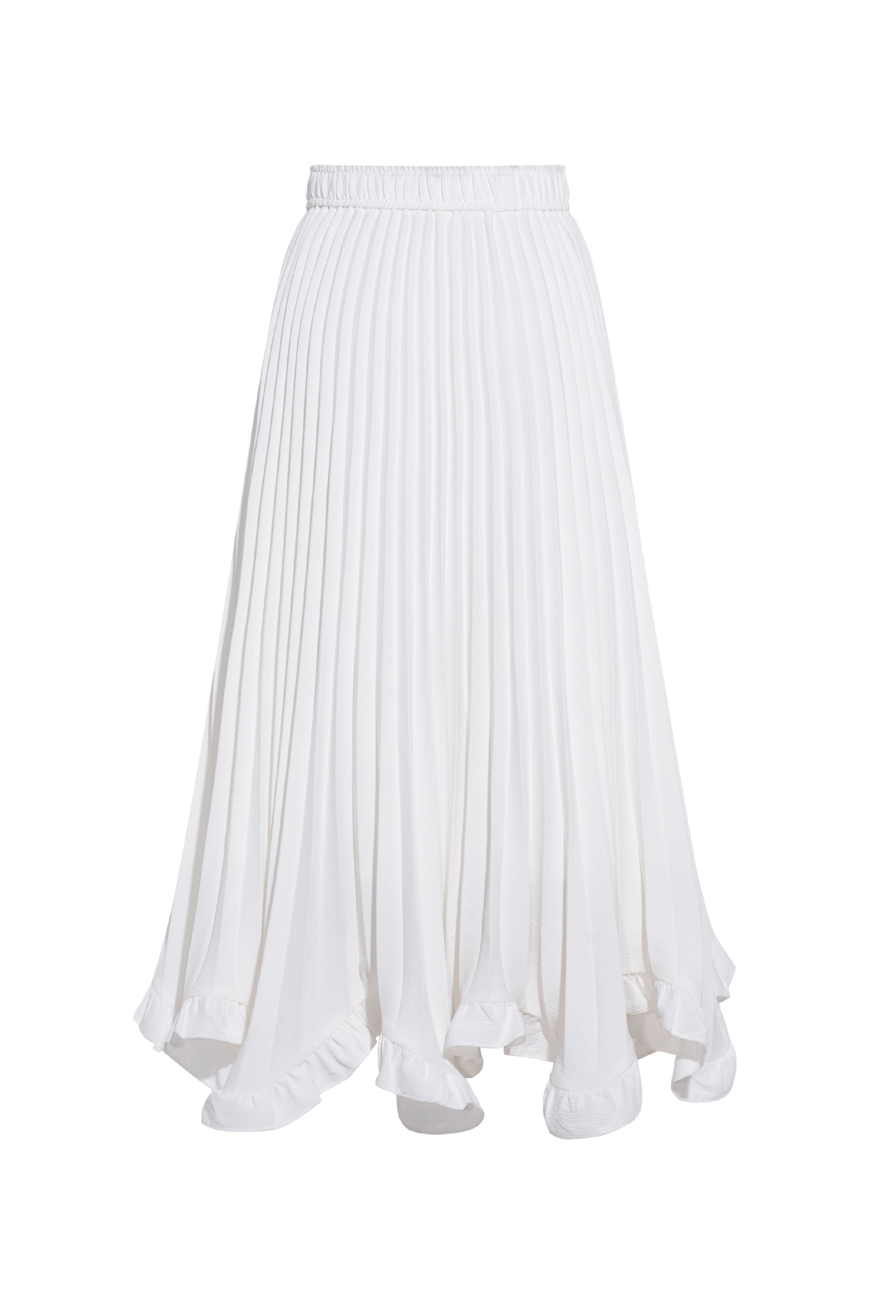 White Pleated Midi Skirt