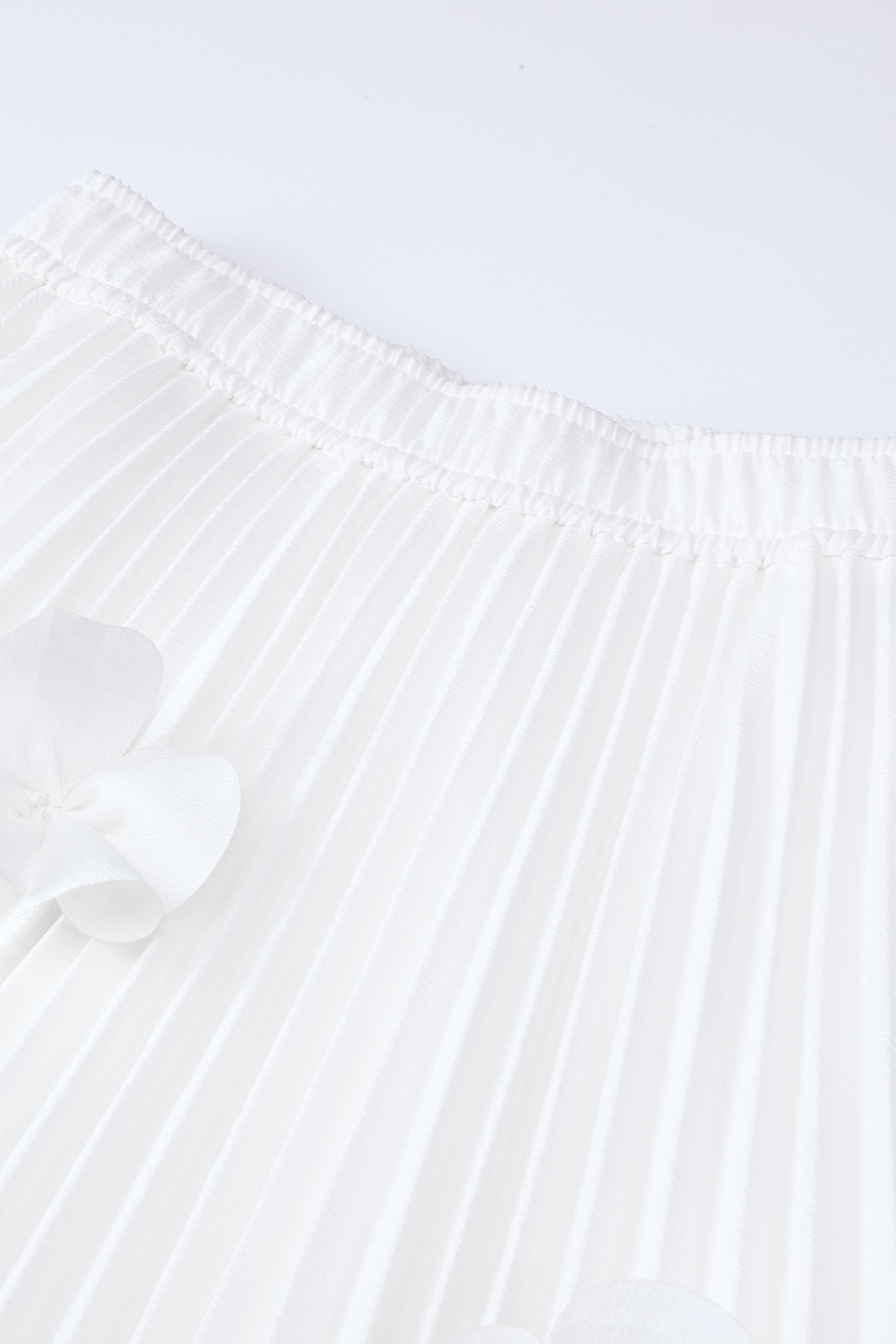 White Pleated Midi Skirt