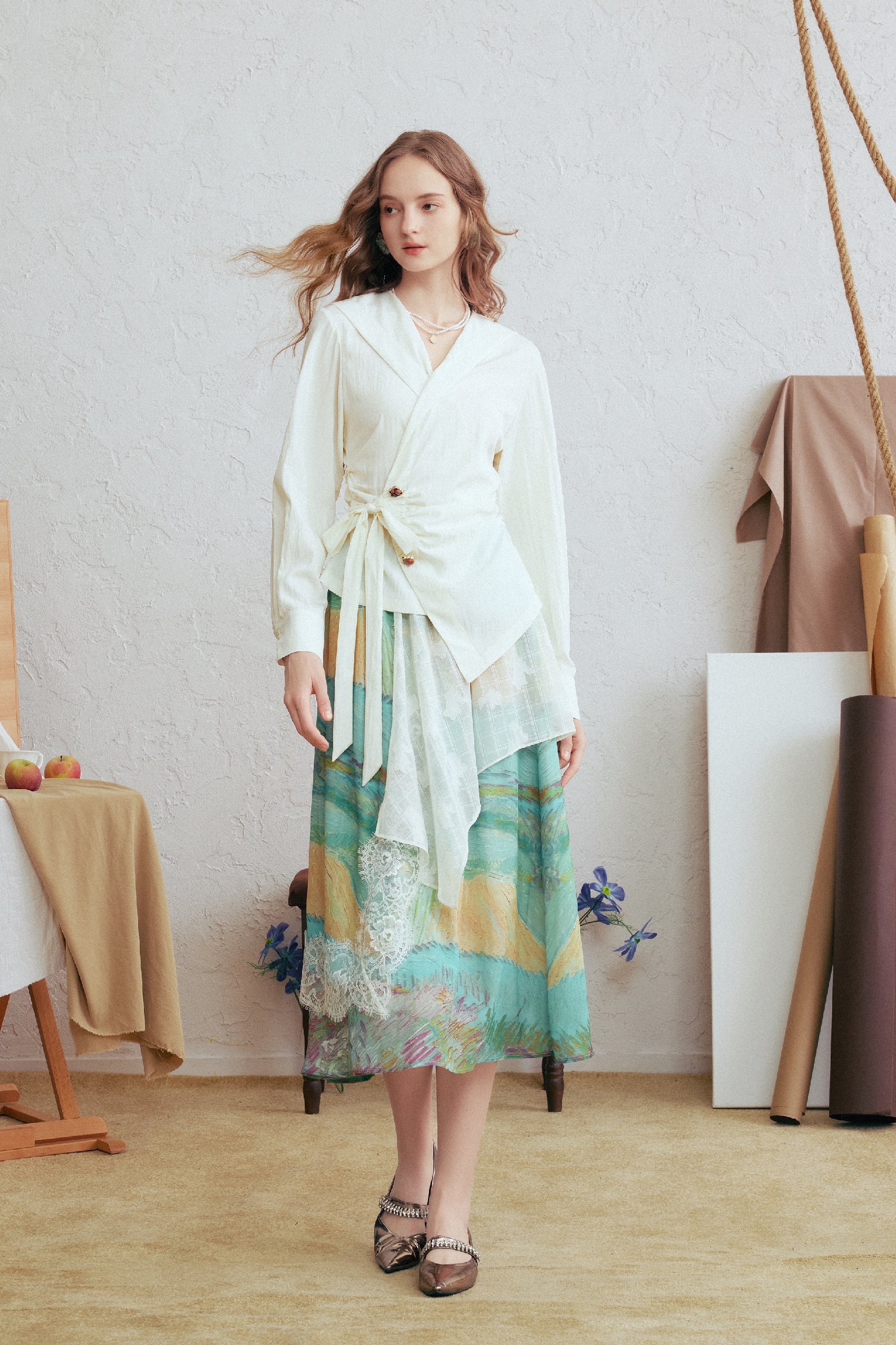 Lace Patchwork A-Line Skirt