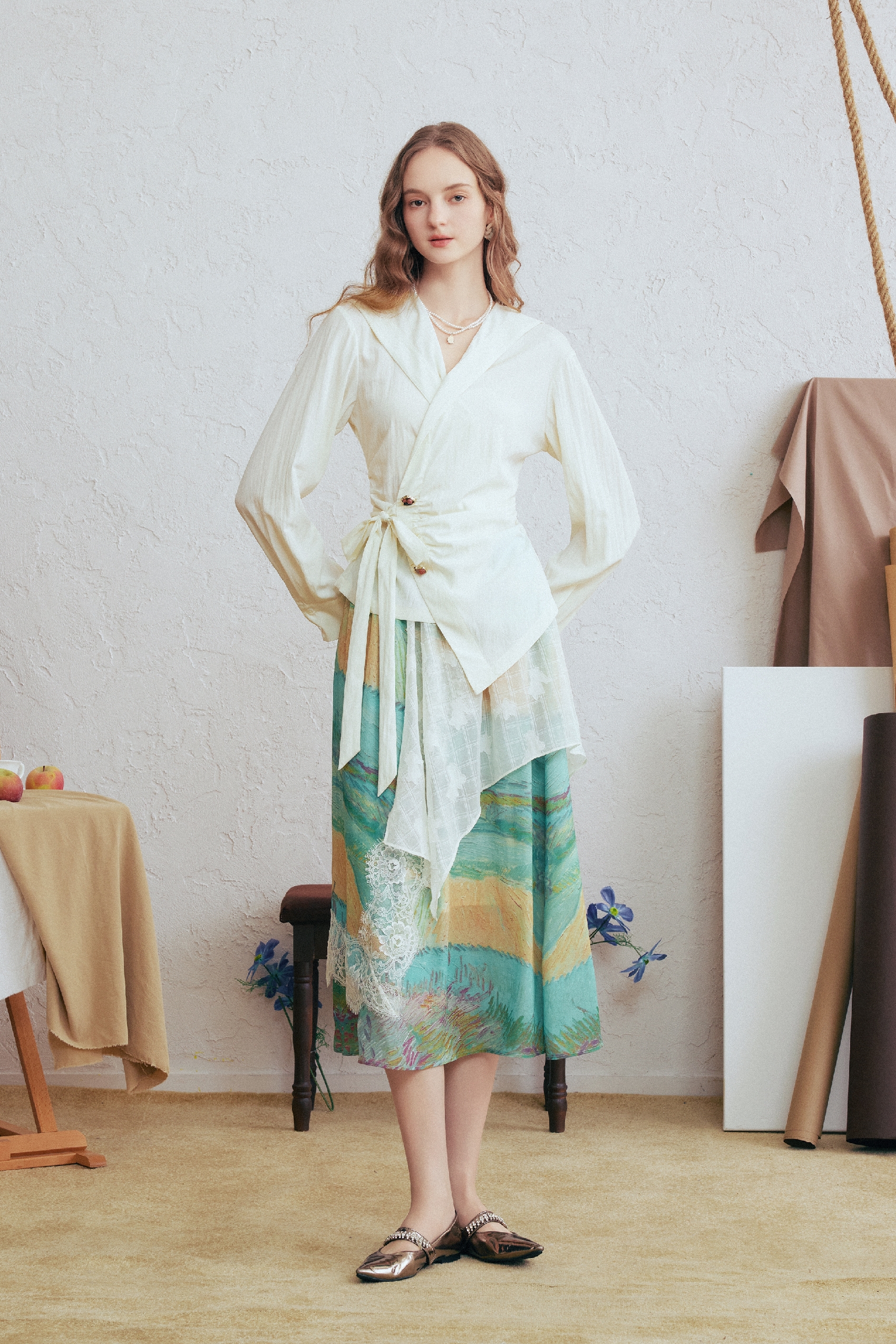 Lace Patchwork A-Line Skirt