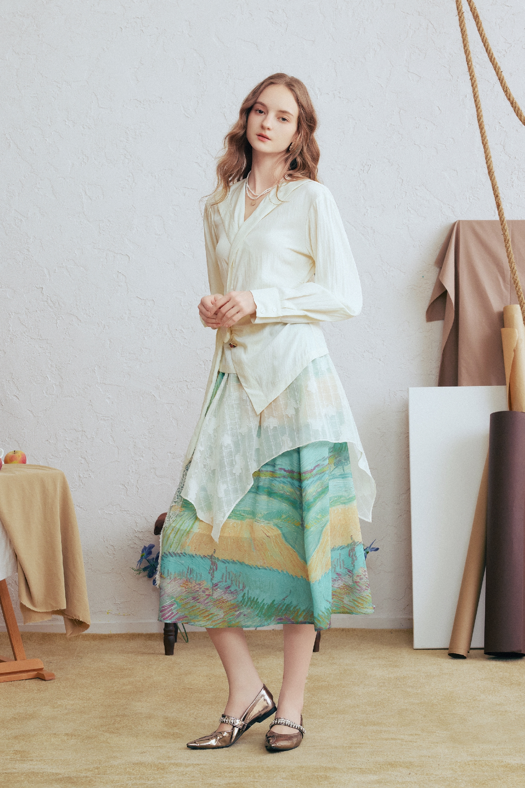 Lace Patchwork A-Line Skirt