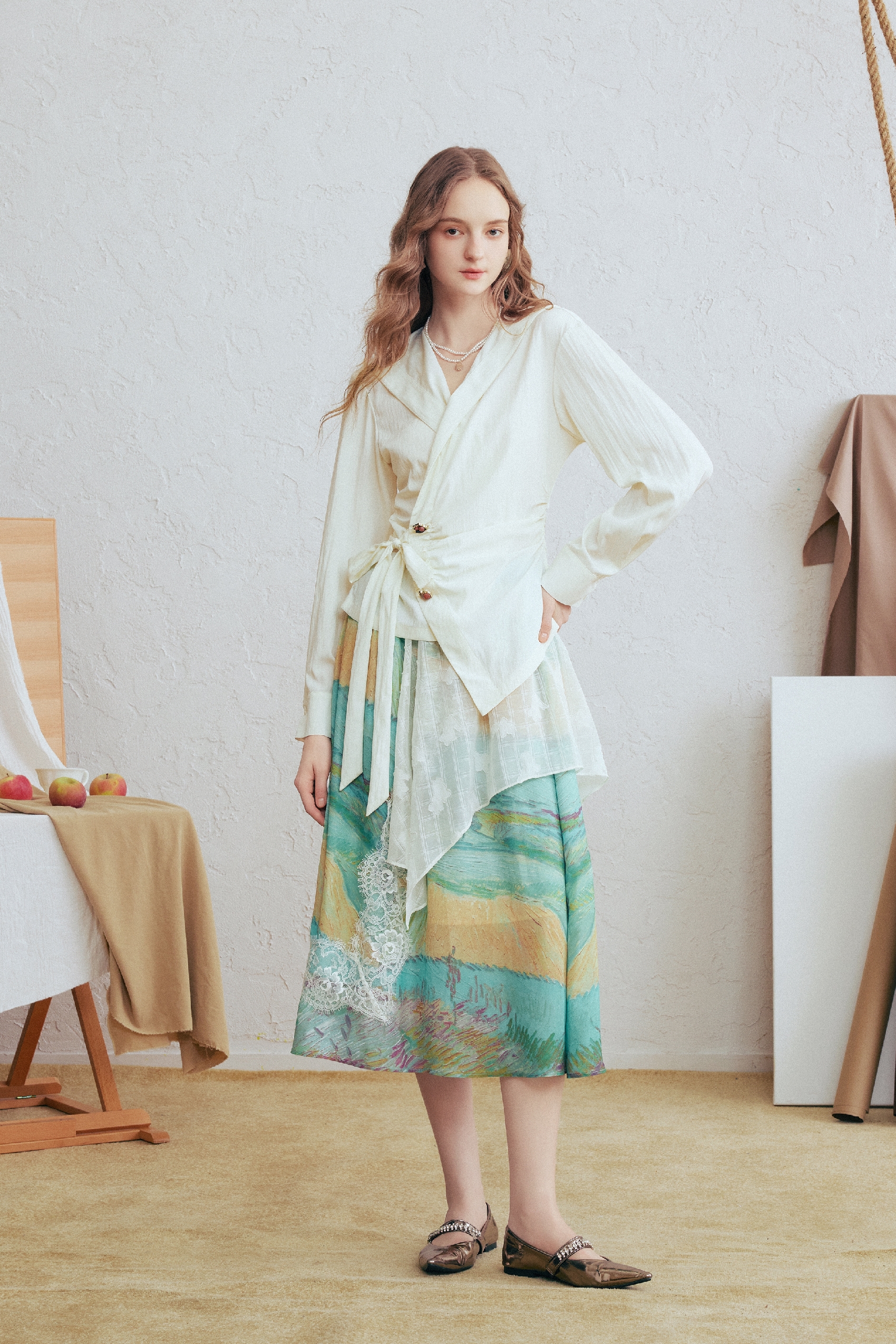 Lace Patchwork A-Line Skirt