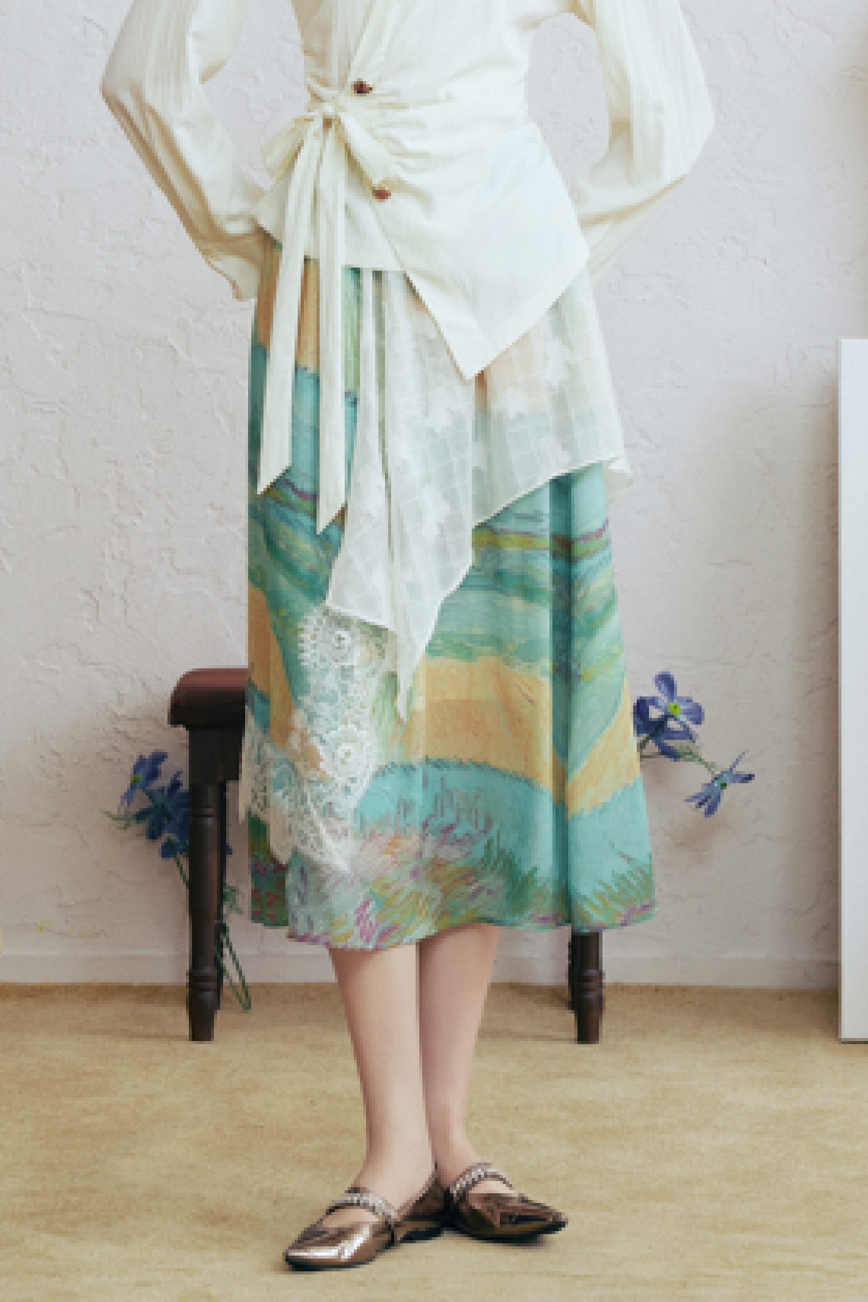 Lace Patchwork A-Line Skirt