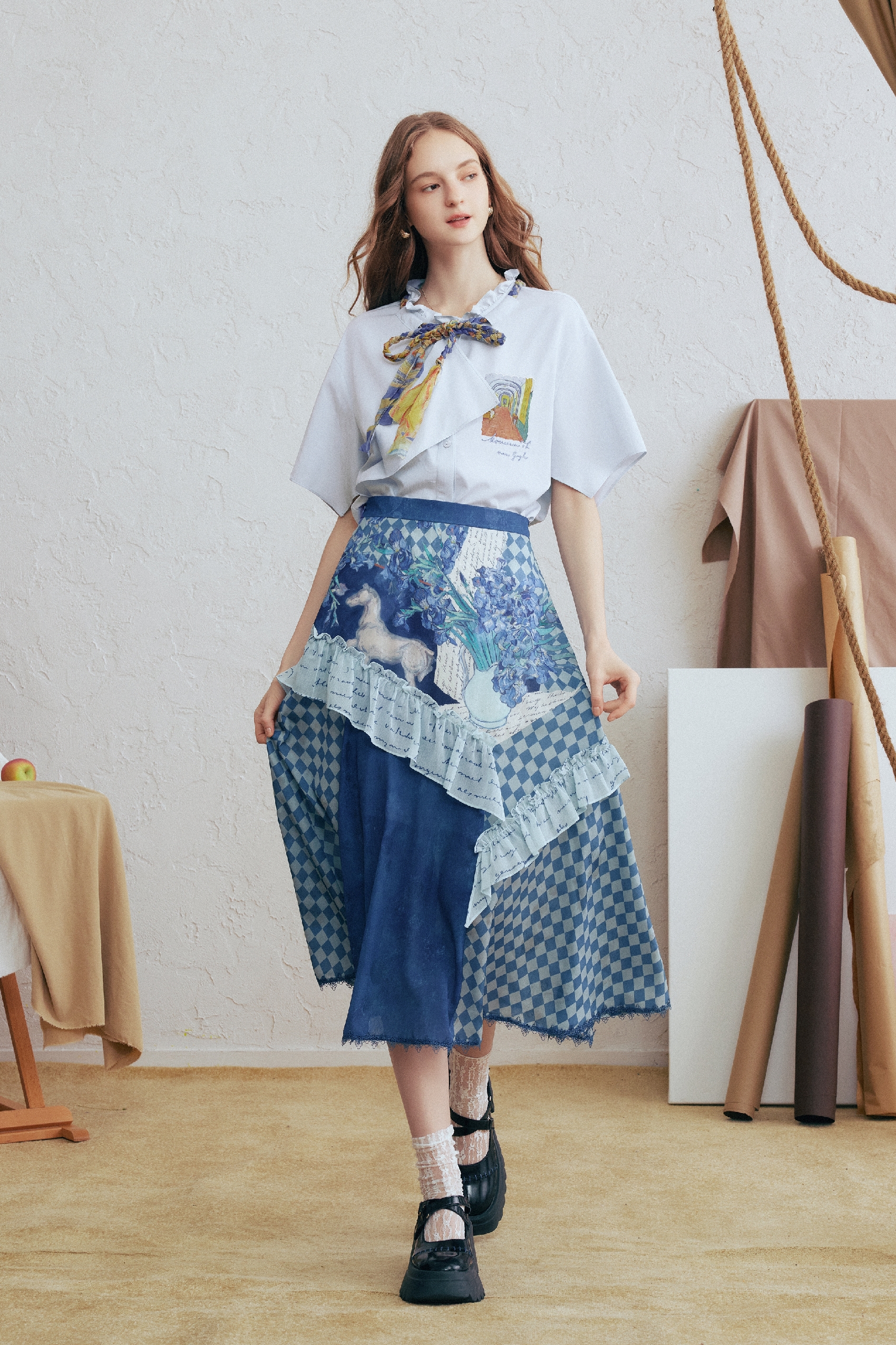 Asymmetrical Print Skirt