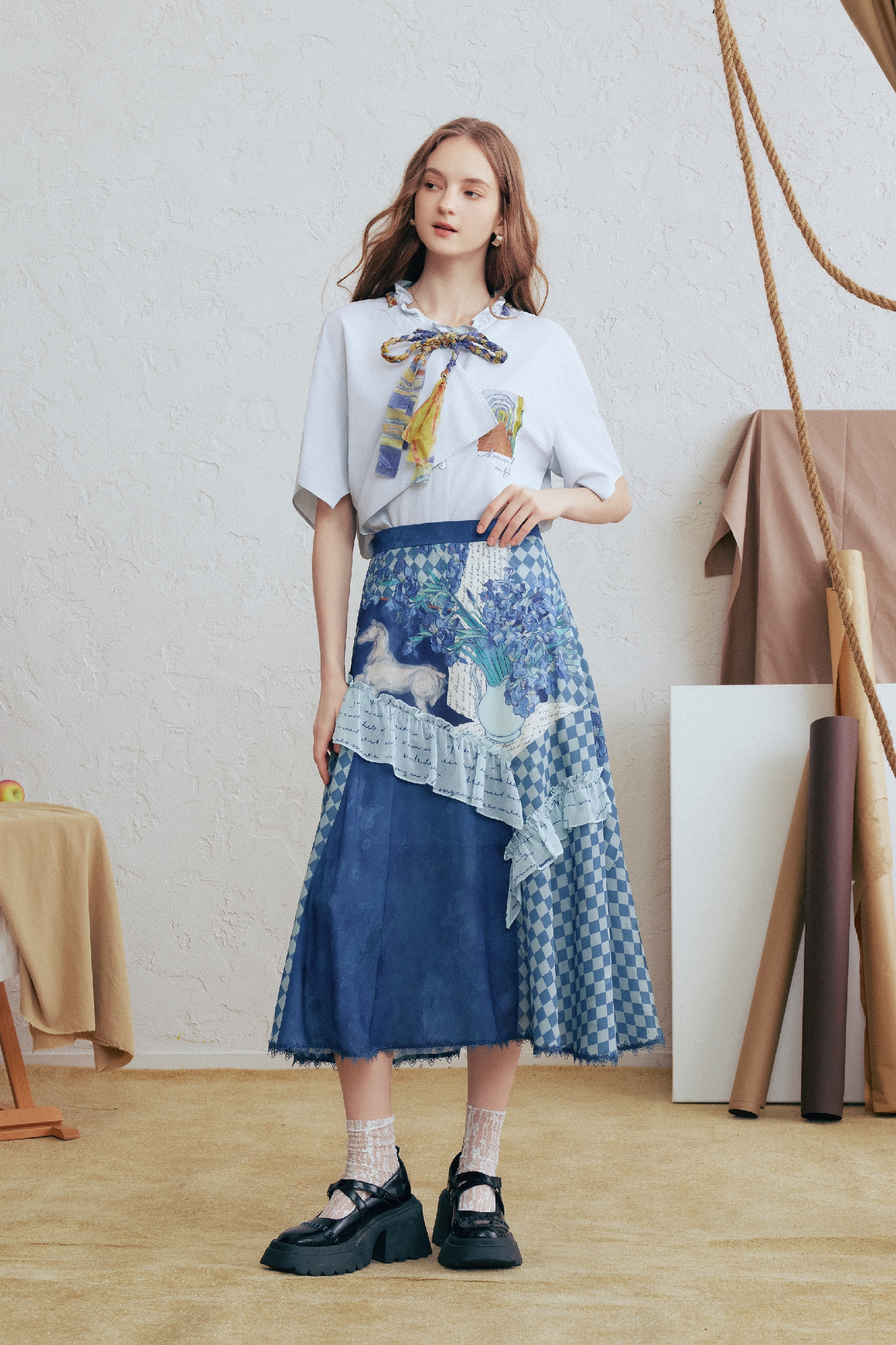 Asymmetrical Print Skirt