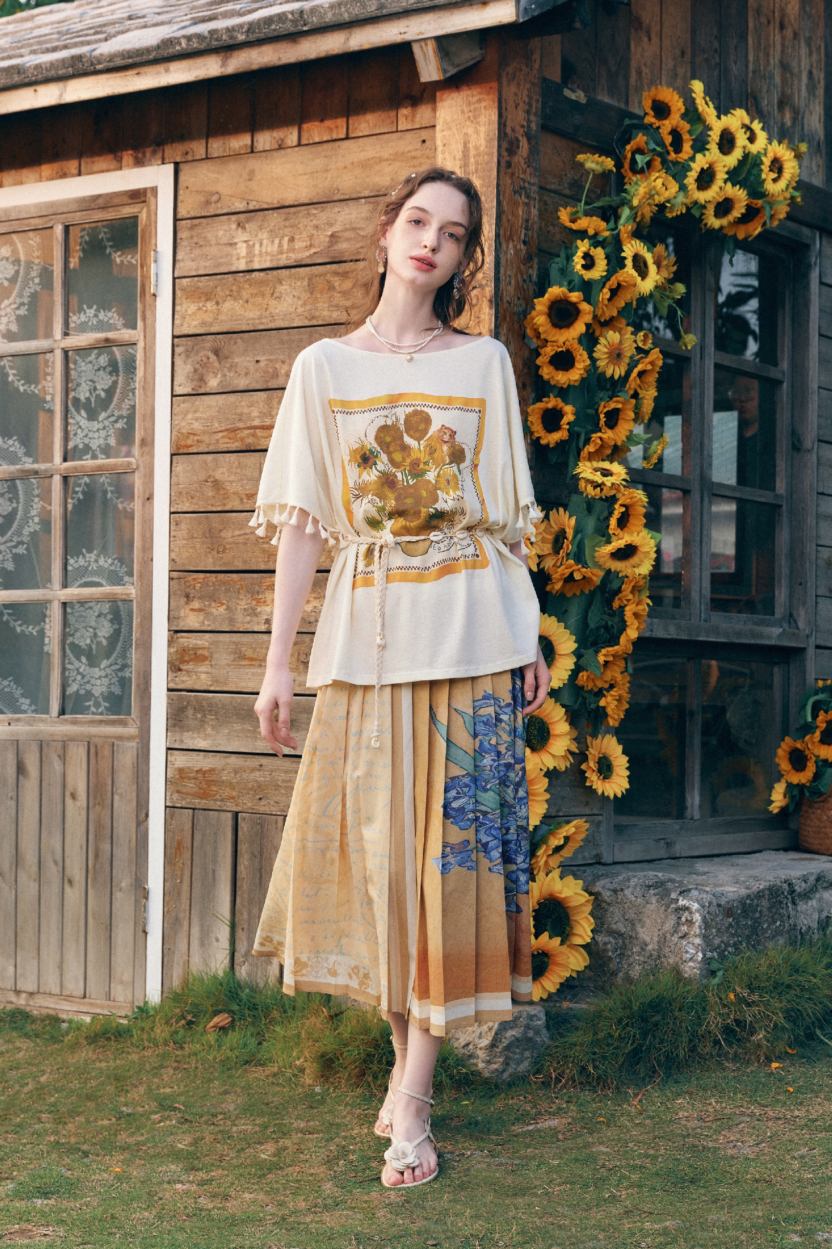 High-Waisted Print Skirt