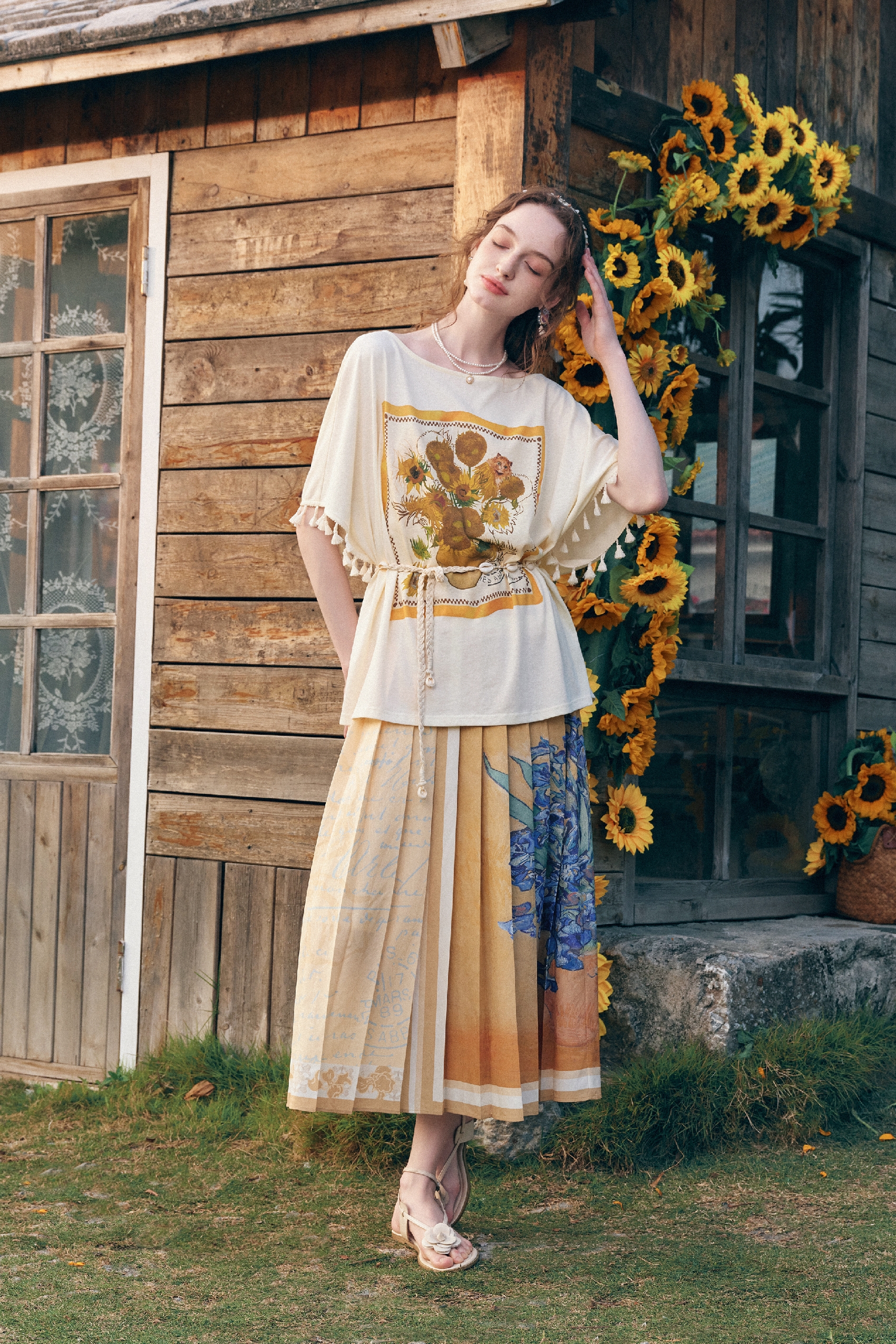 High-Waisted Print Skirt