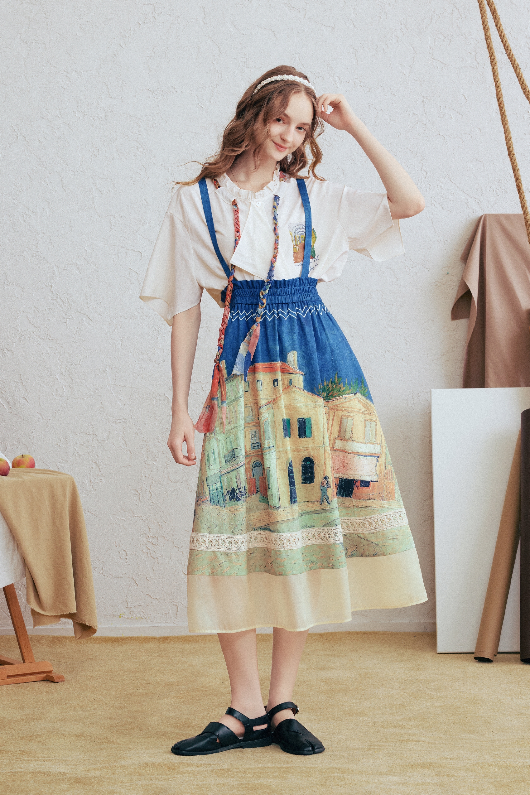 Vintage Floral Suspender Skirt
