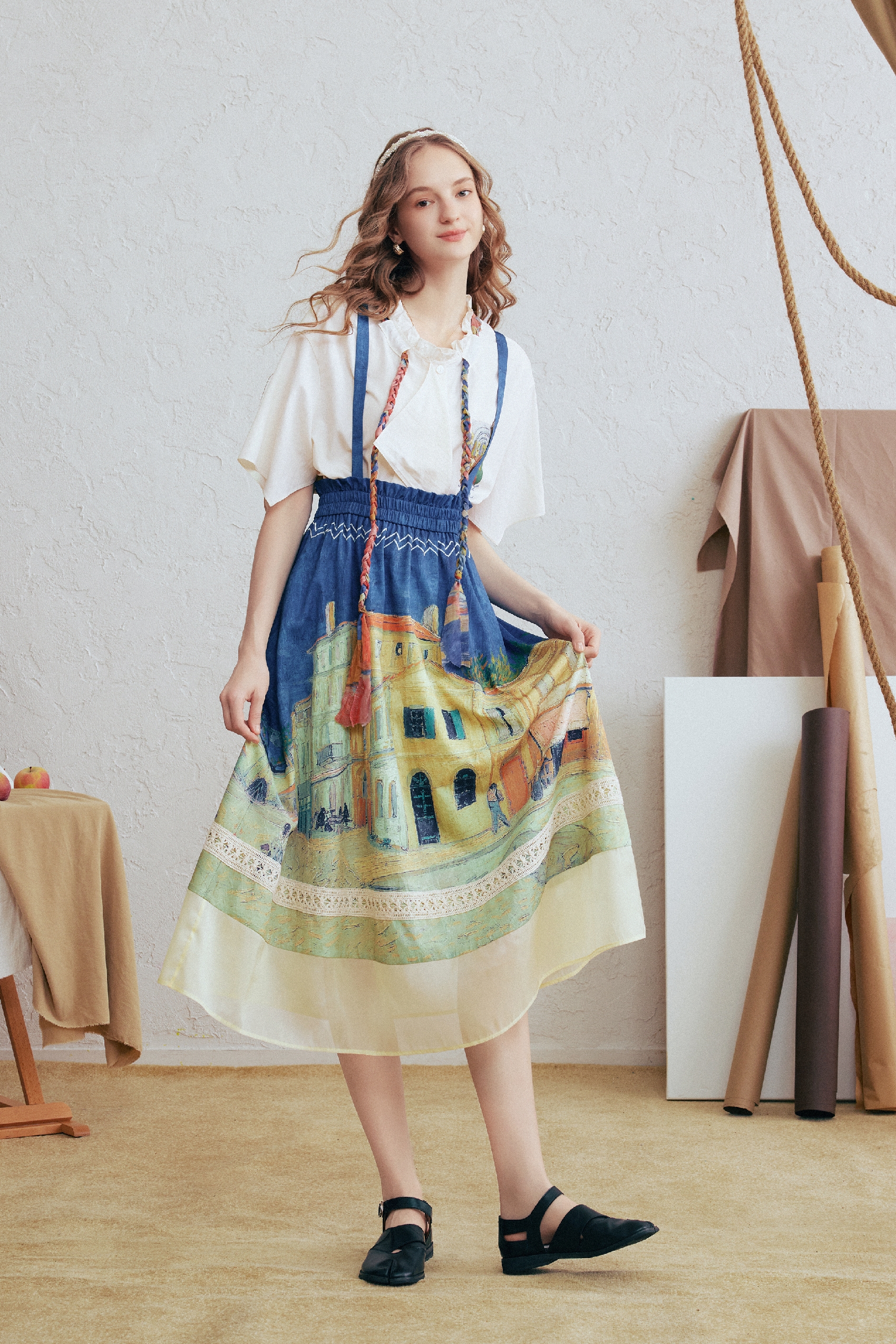 Vintage Floral Suspender Skirt