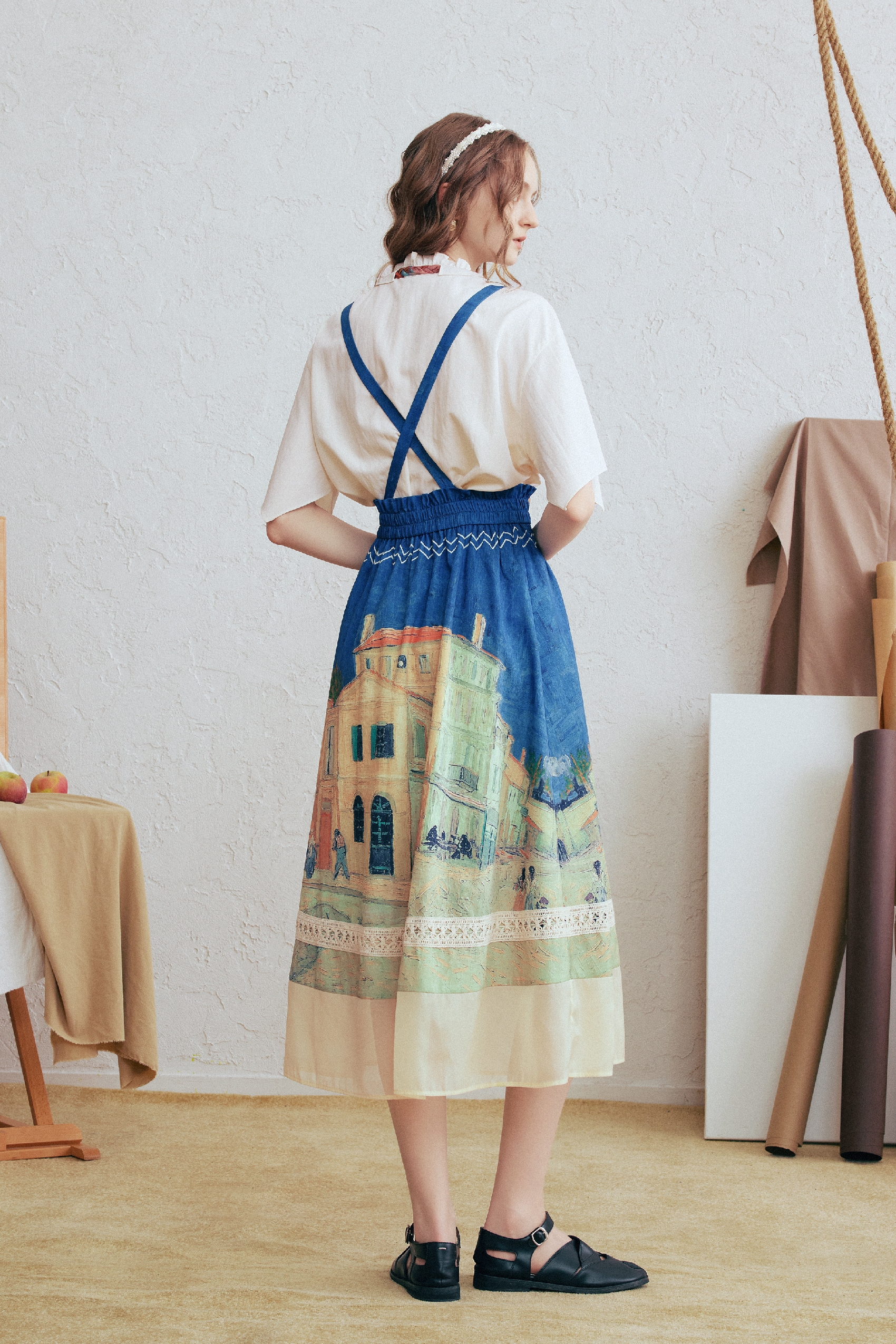 Vintage Floral Suspender Skirt