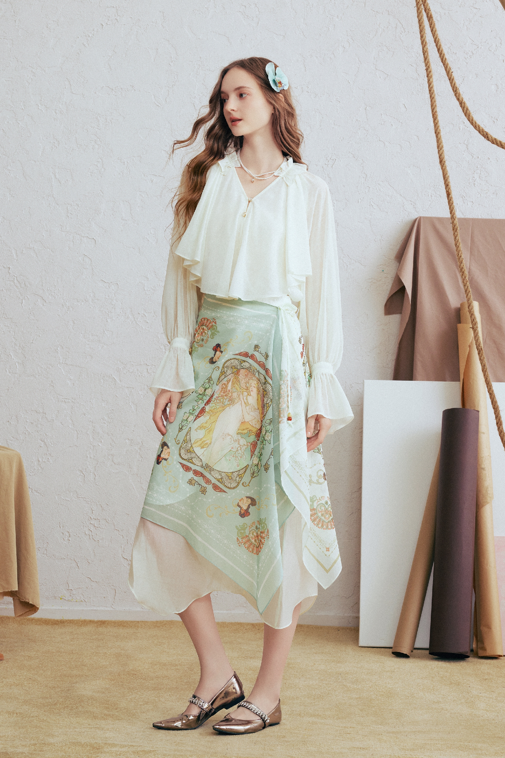 Printed Asymmetrical Skirt