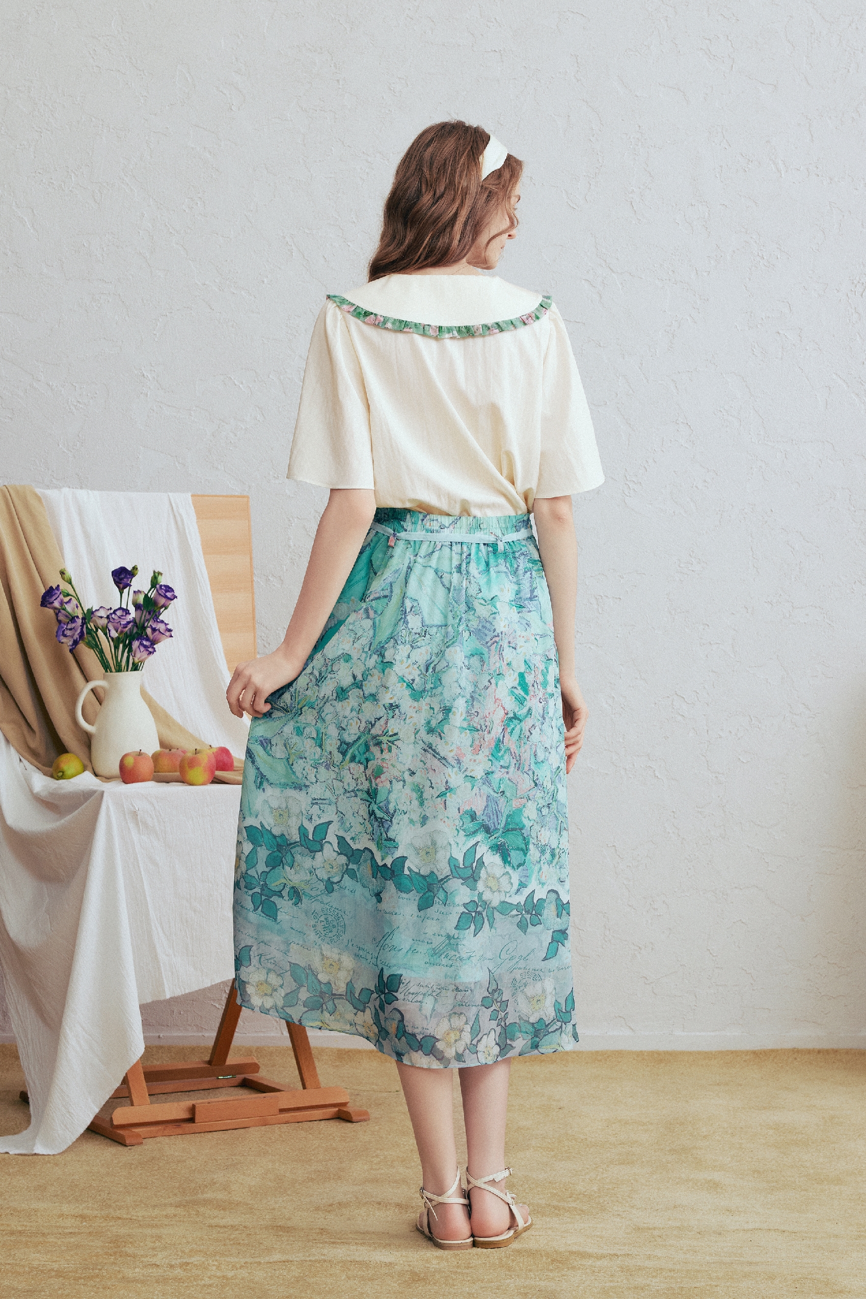 Printed Tie-Waist A-Line Skirt