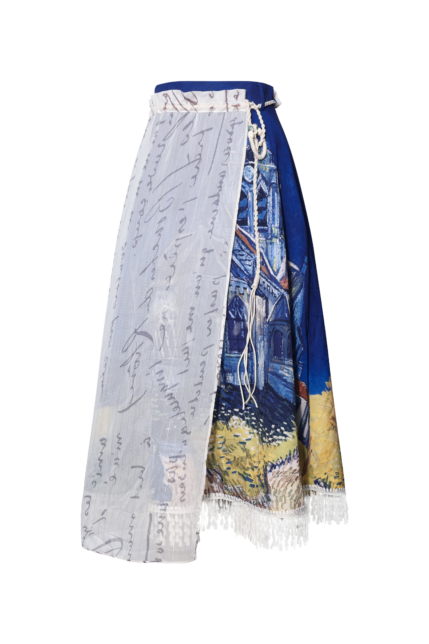 Tassel Trim Printed Skirt