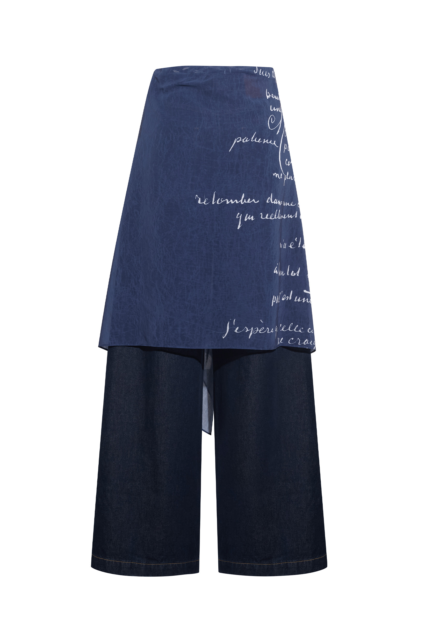 Blue Printed Denim Pants