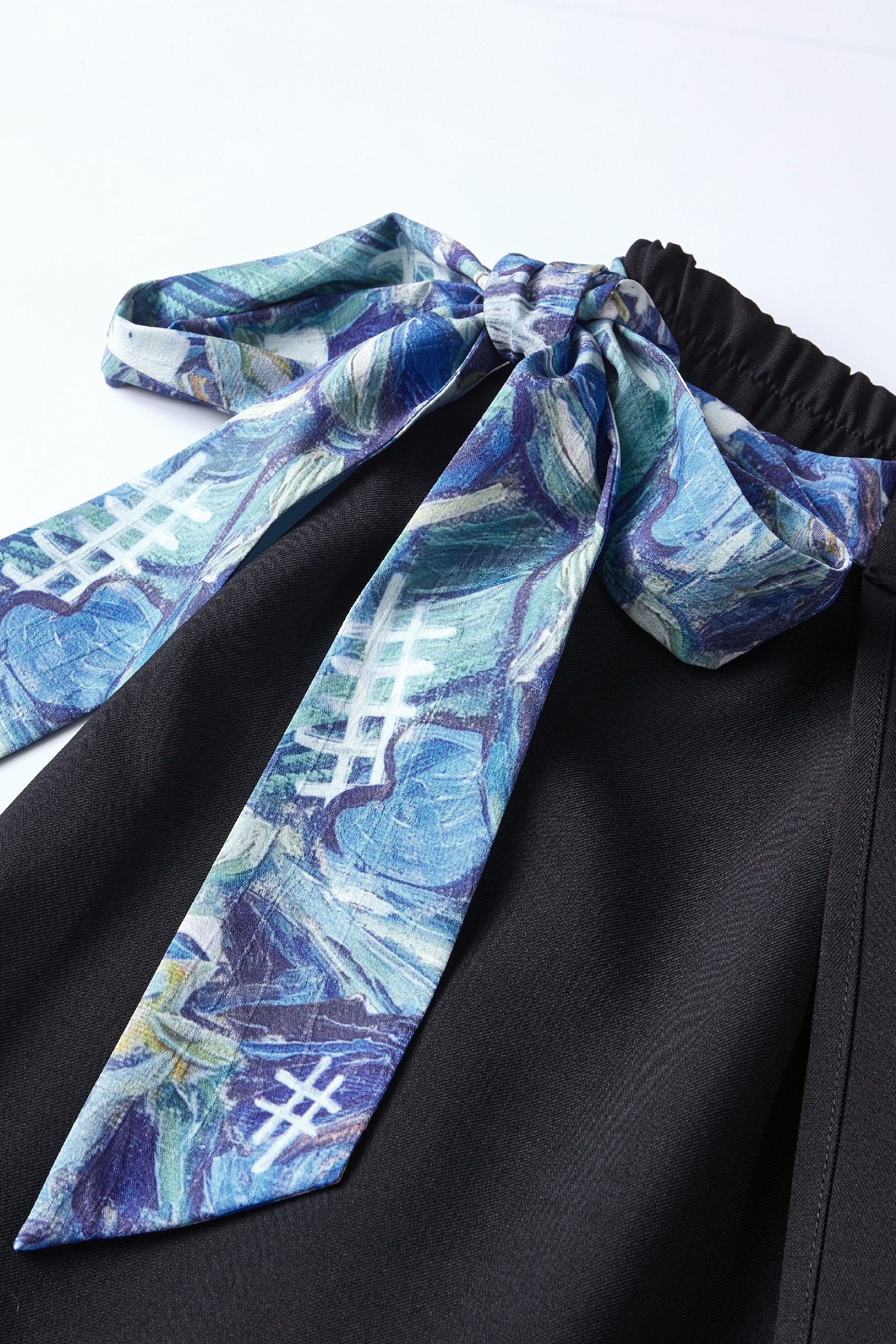 Printed Tie-Detail High-Waist Wide-Leg Pants