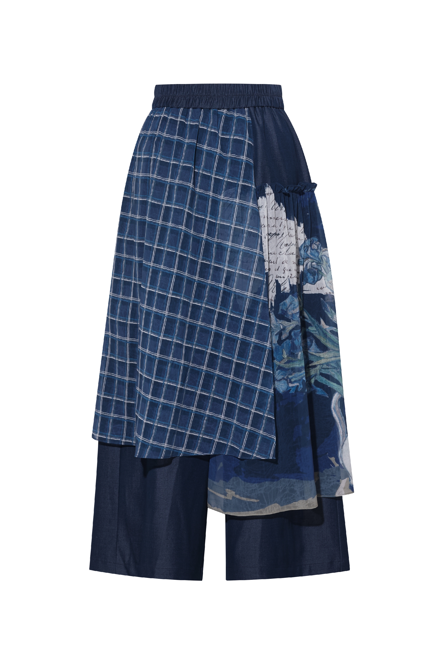 Blue High-Waisted Casual Pants