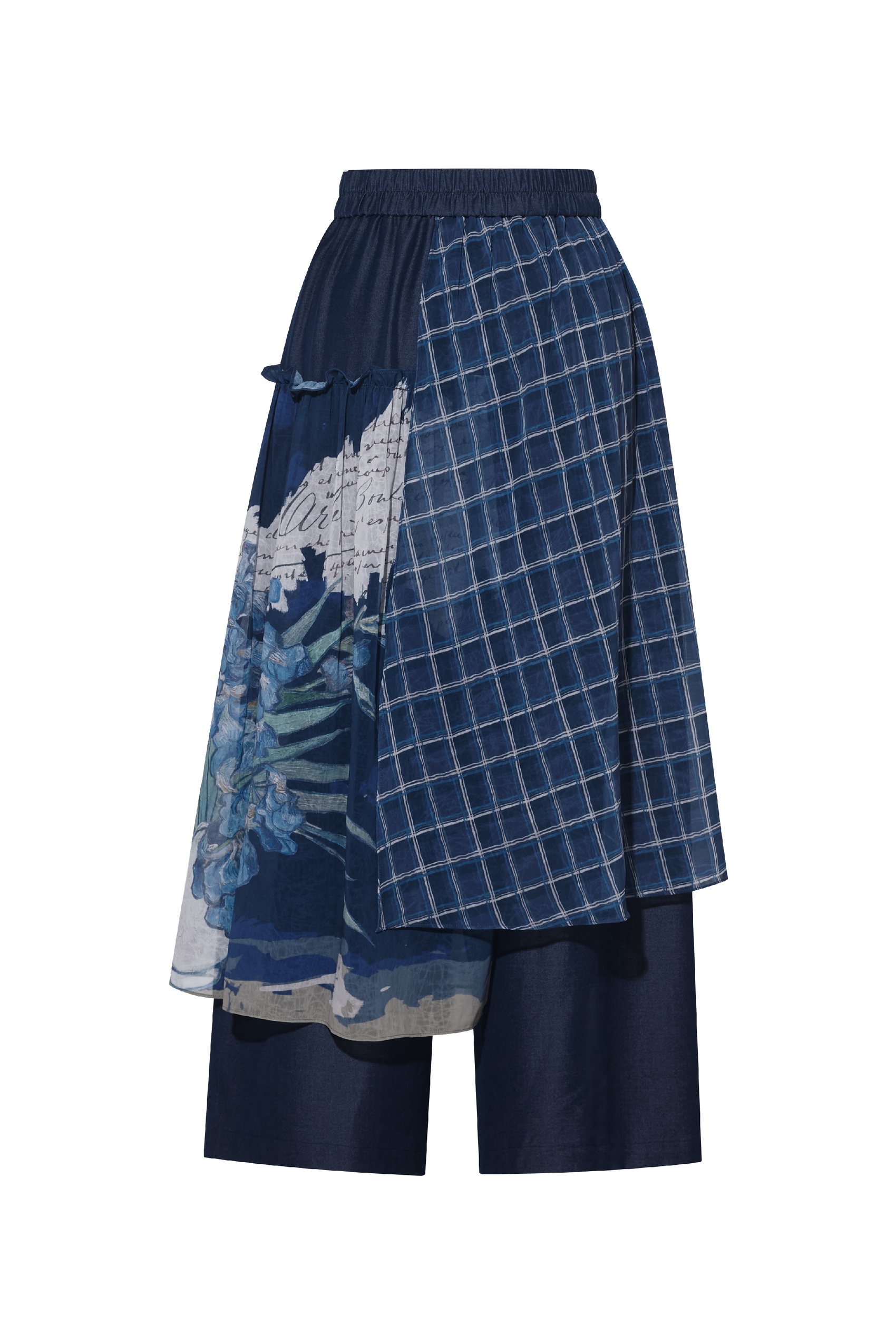 Blue High-Waisted Casual Pants