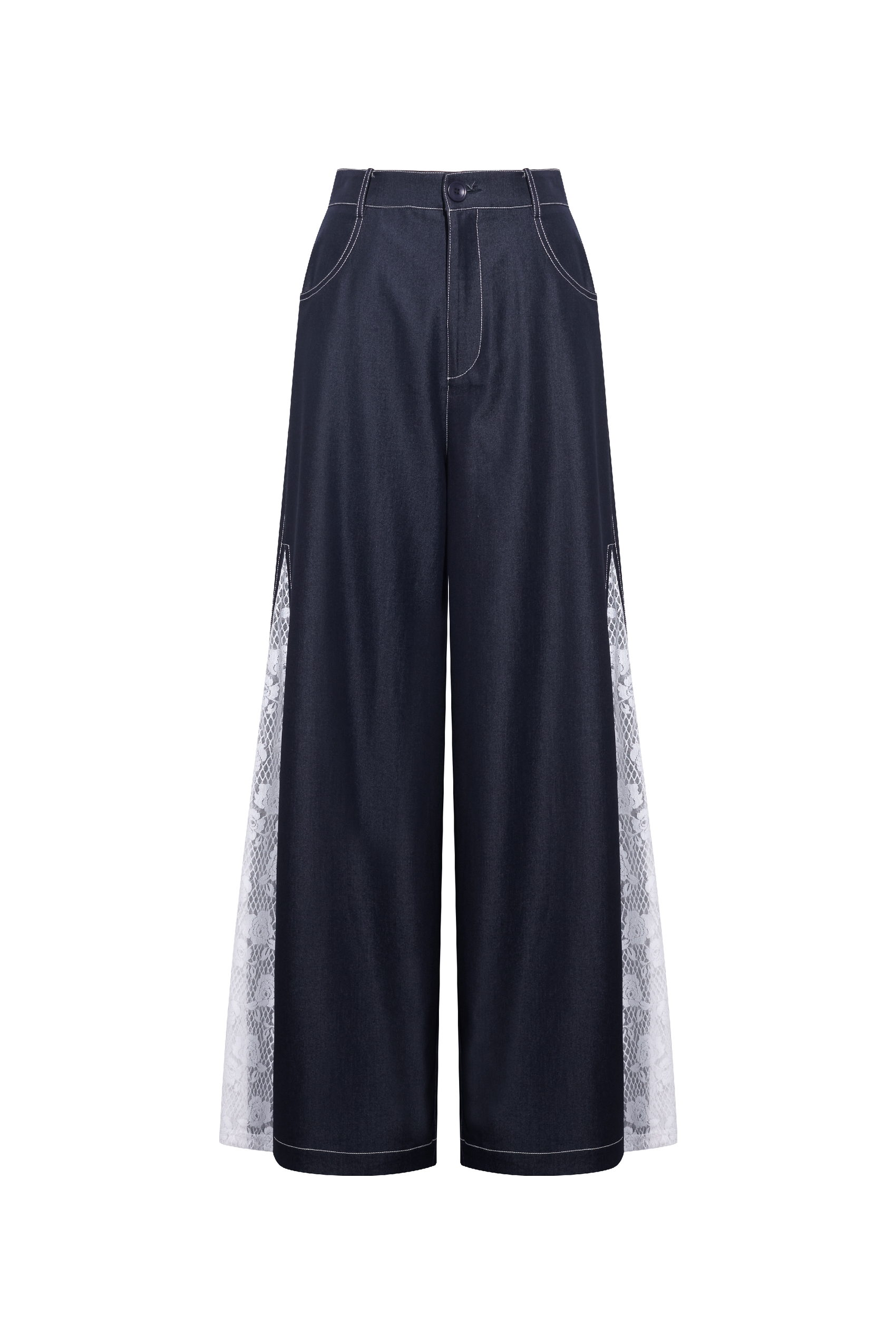 Blue Lace Casual Pants