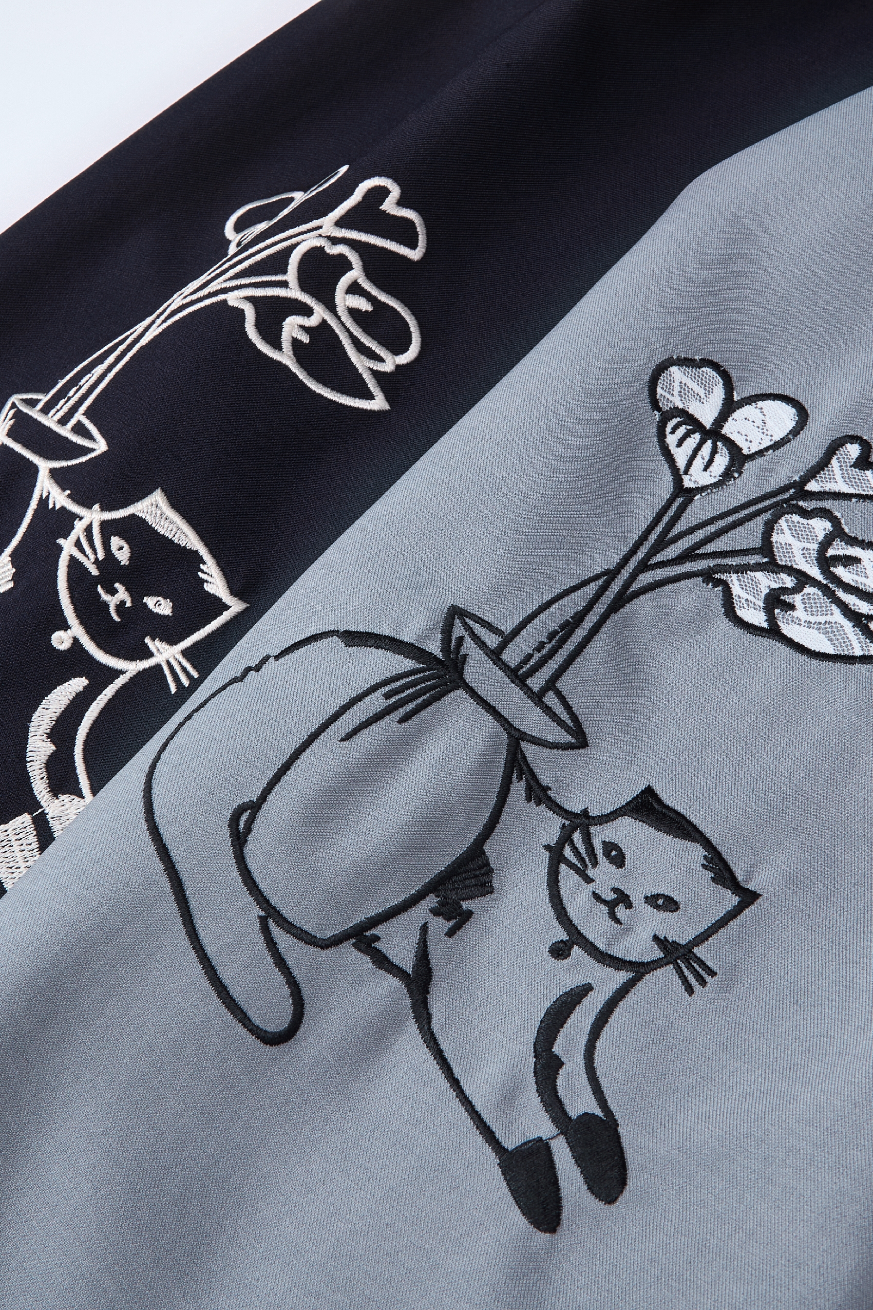 Blue Embroidered Casual Pants