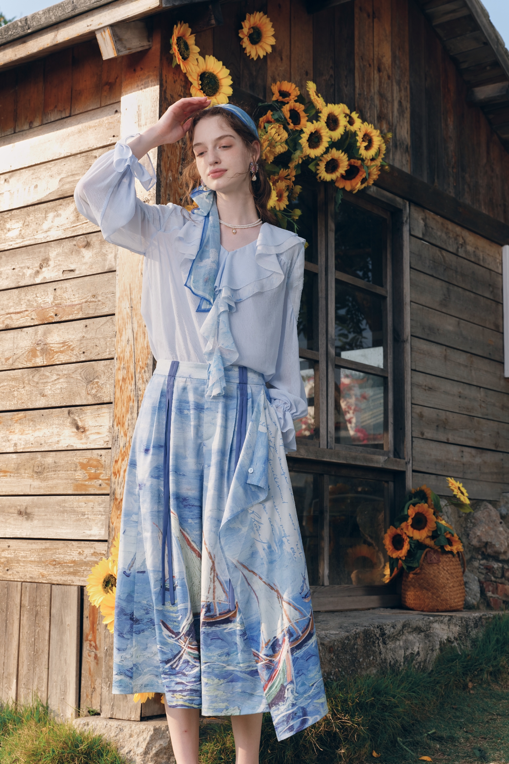 Vintage Patchwork Printed Wide-Leg Pants