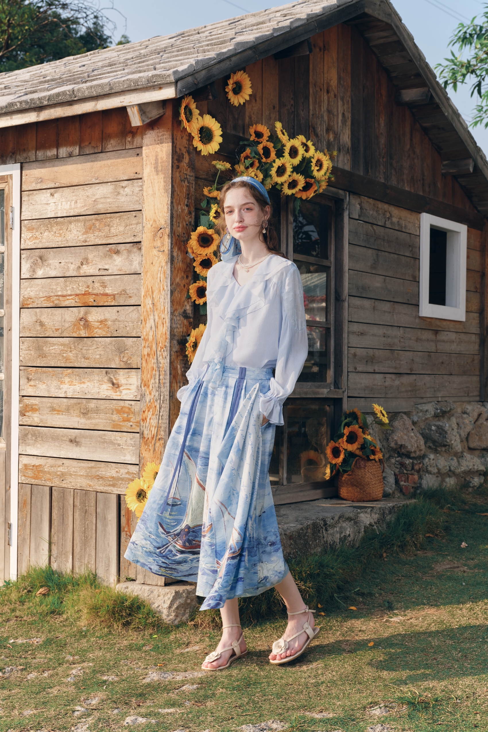 Vintage Patchwork Printed Wide-Leg Pants