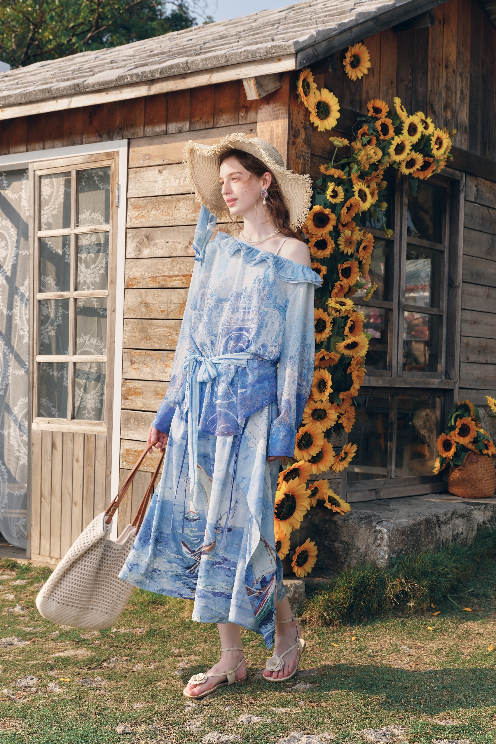 Vintage Patchwork Printed Wide-Leg Pants