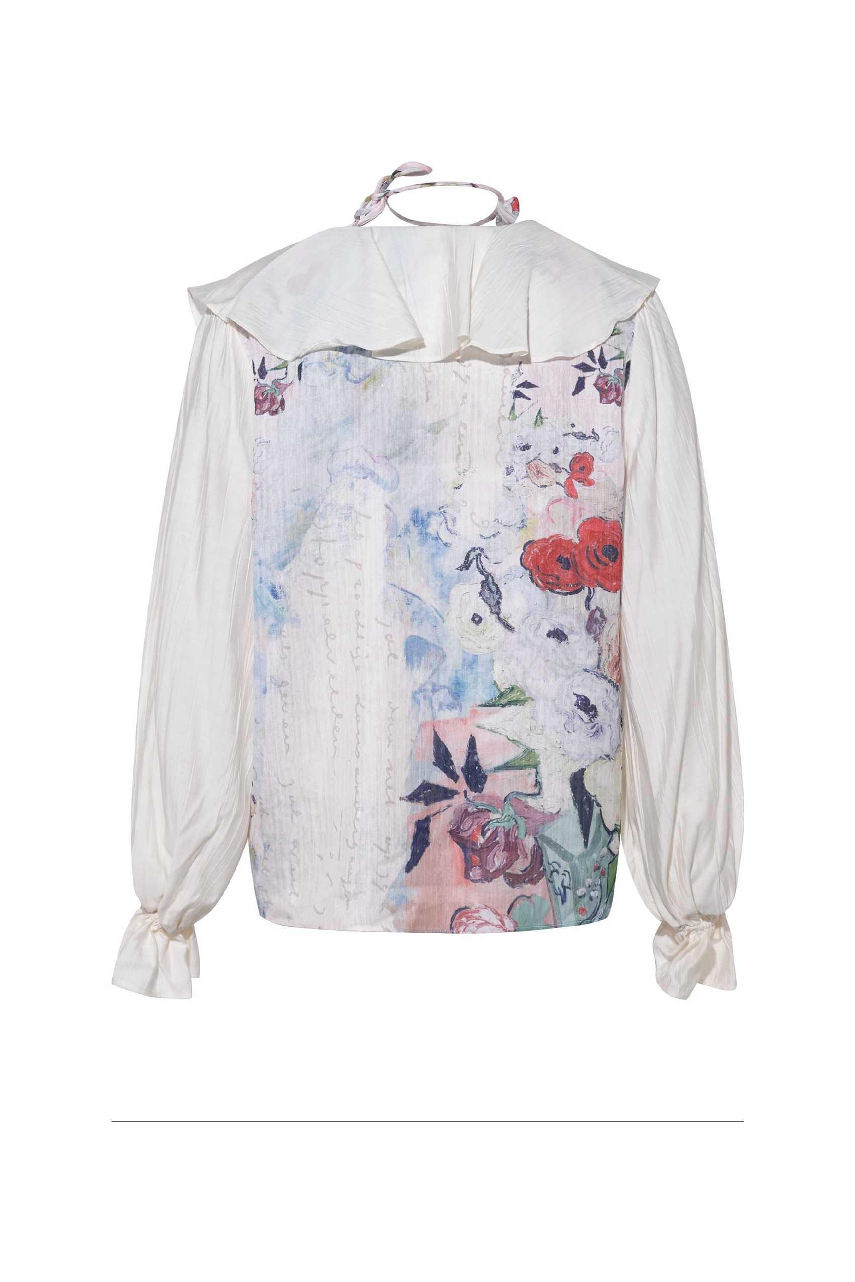 Ruffle Collar Floral Chiffon Two-Piece Top