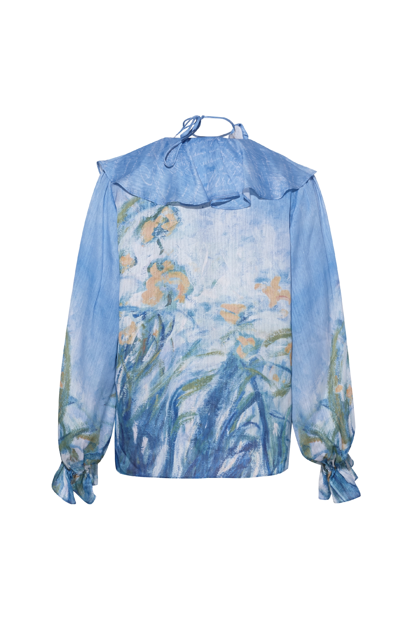 Ruffle Collar Floral Chiffon Two-Piece Top