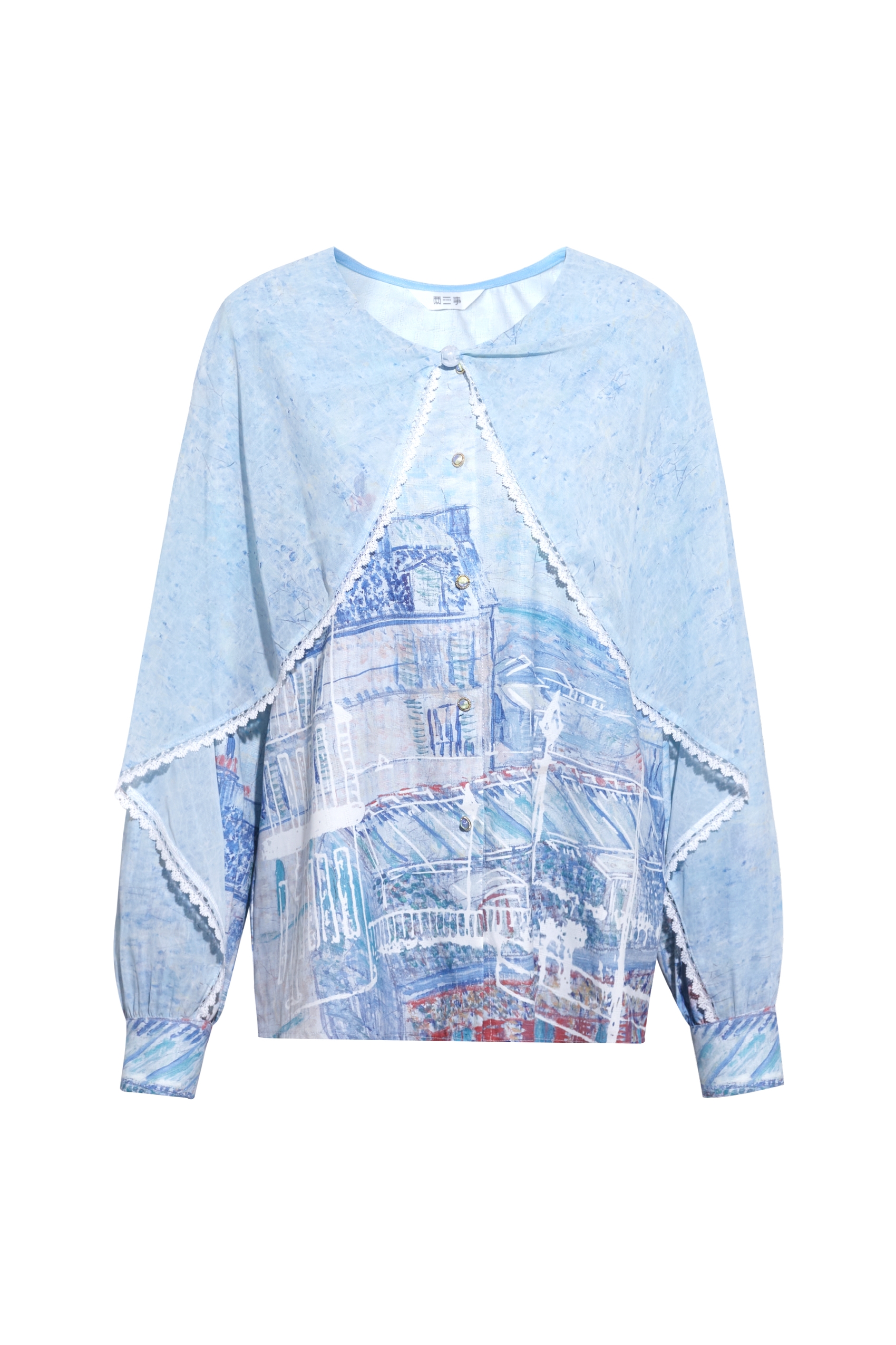 Printed Long Sleeve Chiffon Blouse