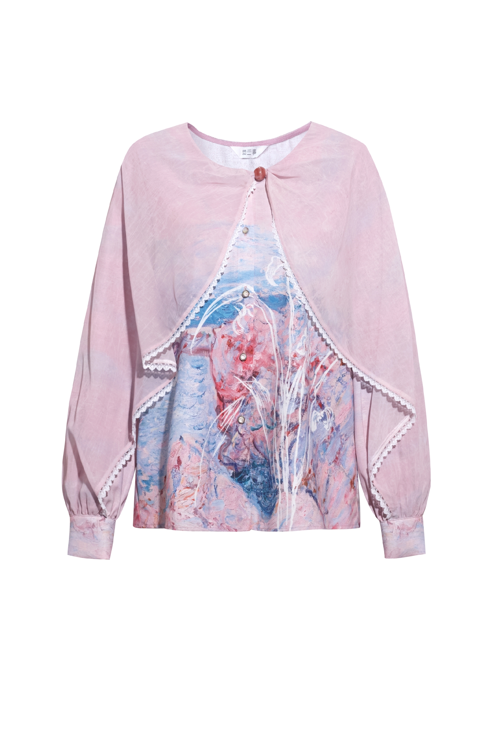 Printed Long Sleeve Chiffon Blouse