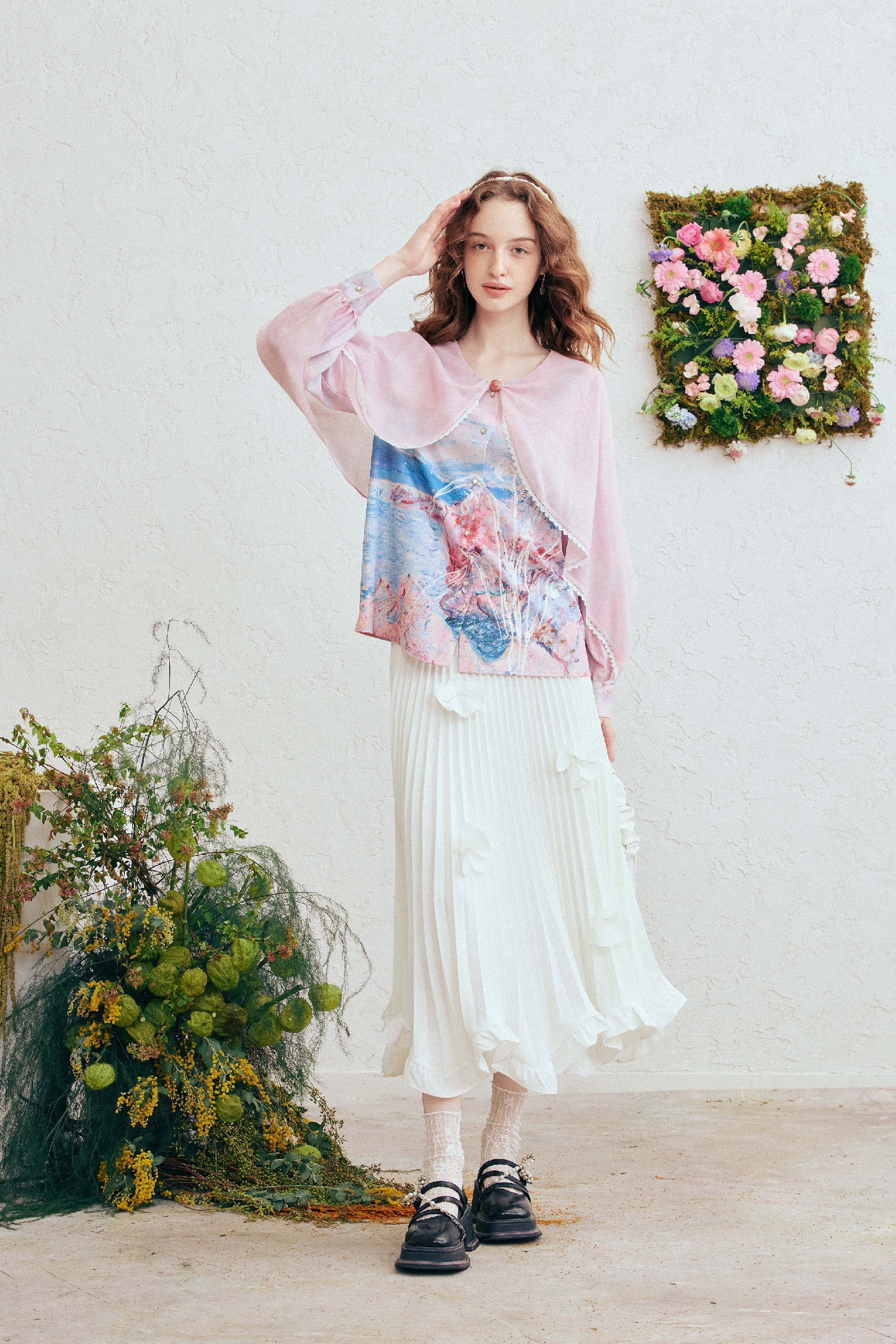 Printed Long Sleeve Chiffon Blouse