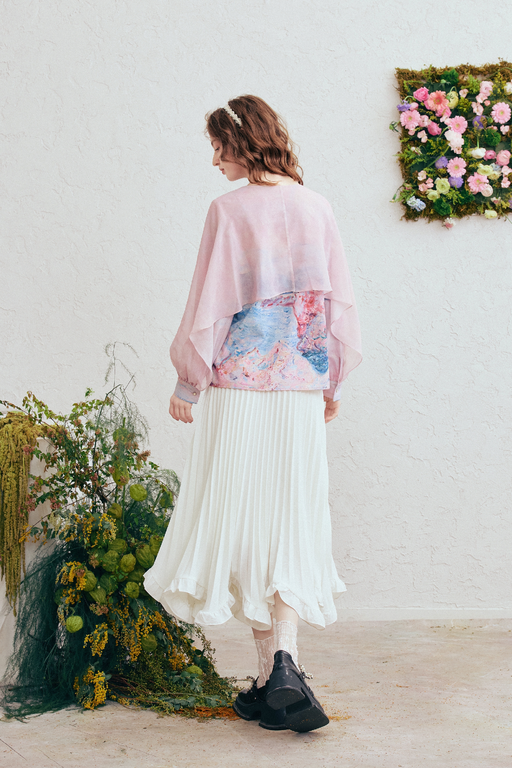 Printed Long Sleeve Chiffon Blouse