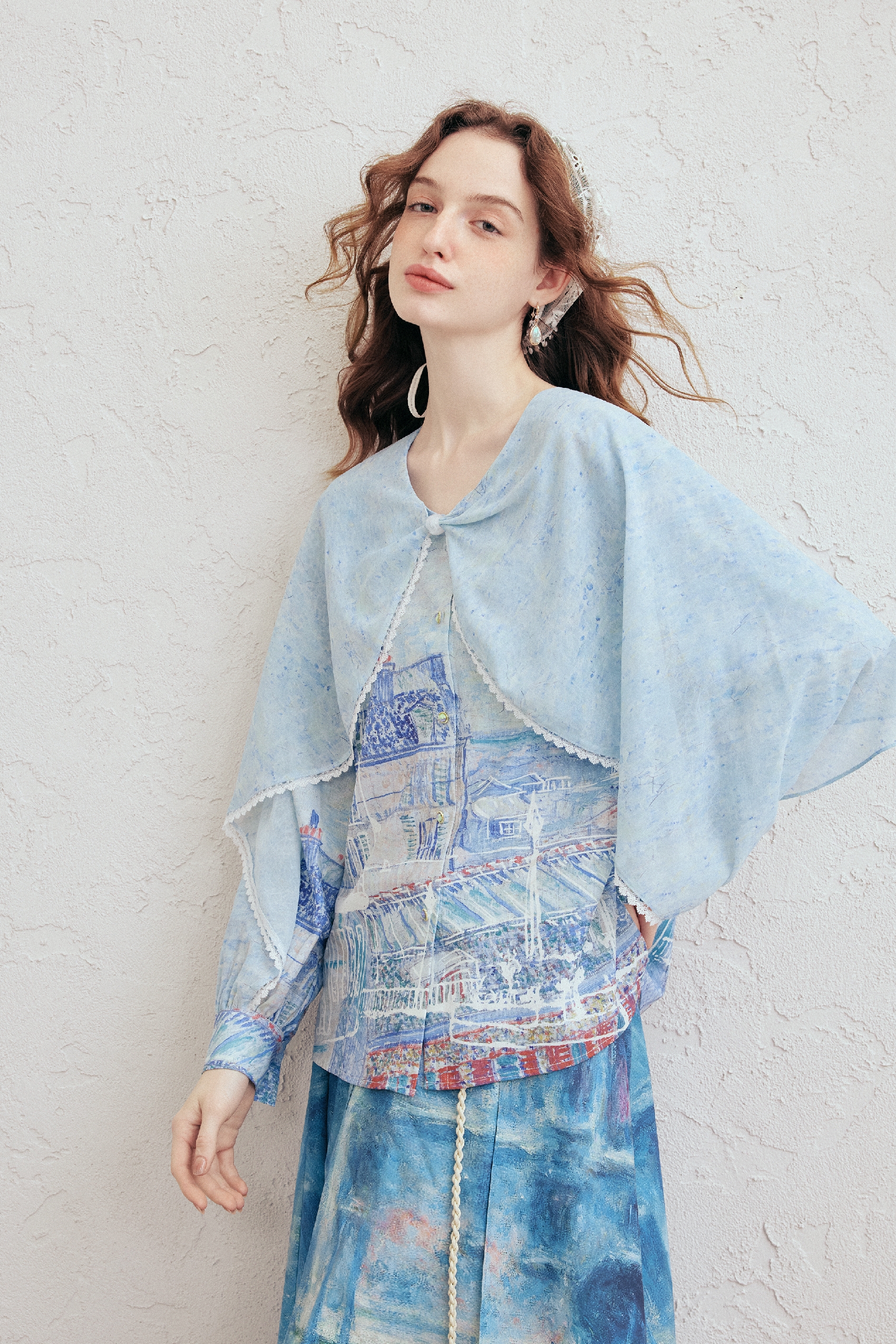 Printed Long Sleeve Chiffon Blouse