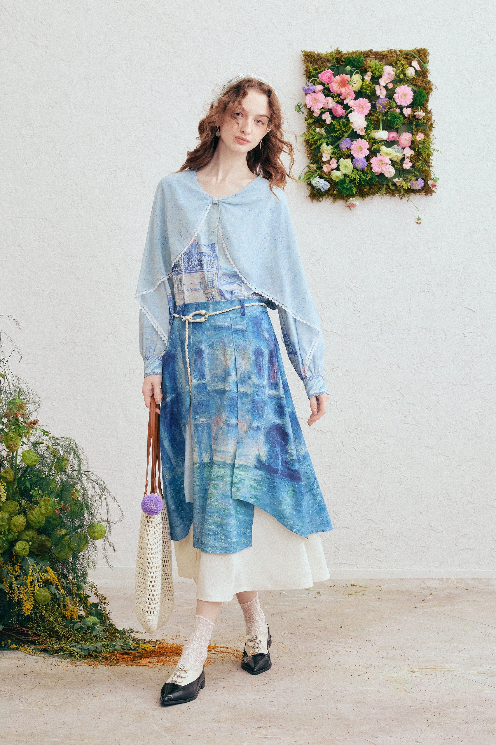 Printed Long Sleeve Chiffon Blouse