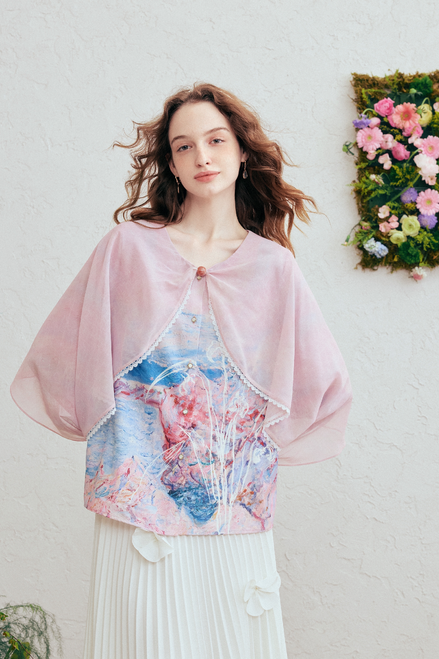 Printed Long Sleeve Chiffon Blouse