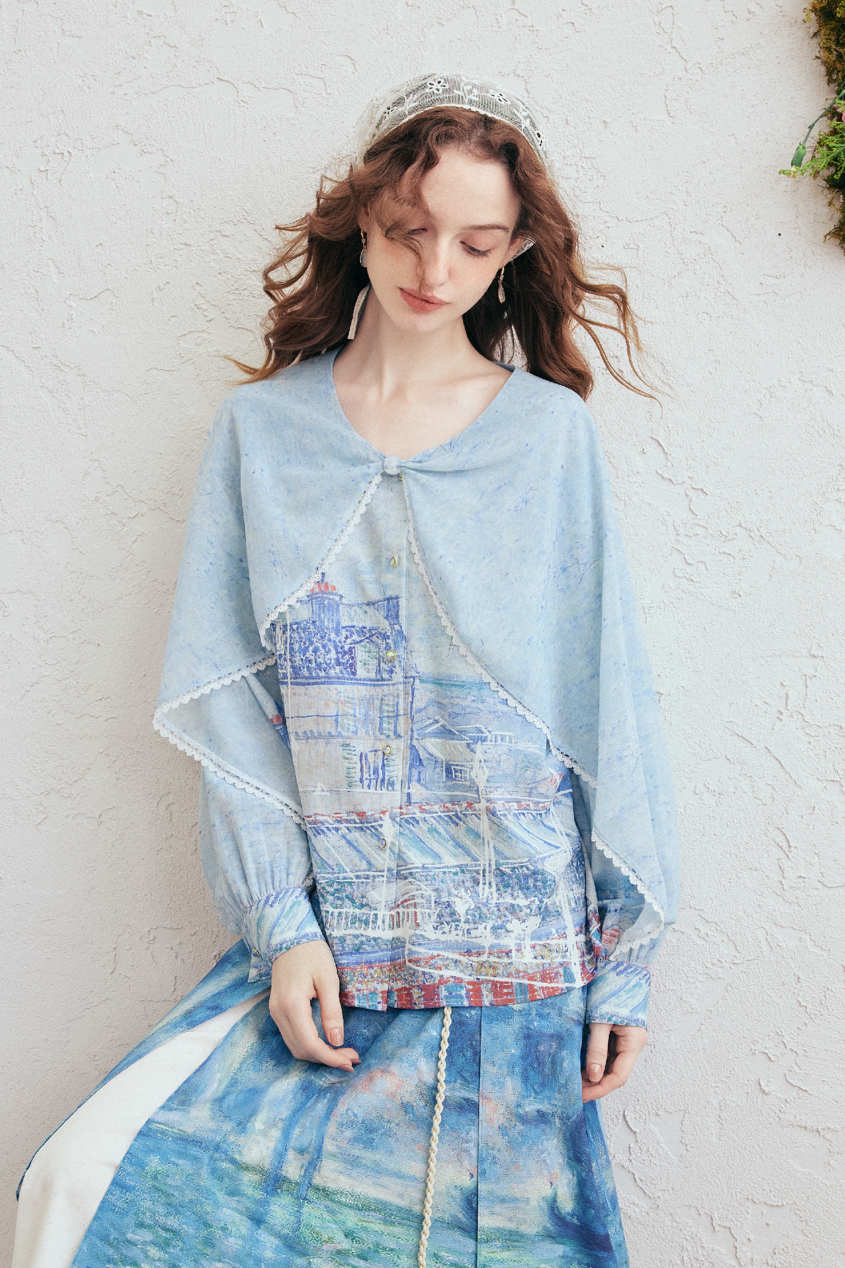 Printed Long Sleeve Chiffon Blouse