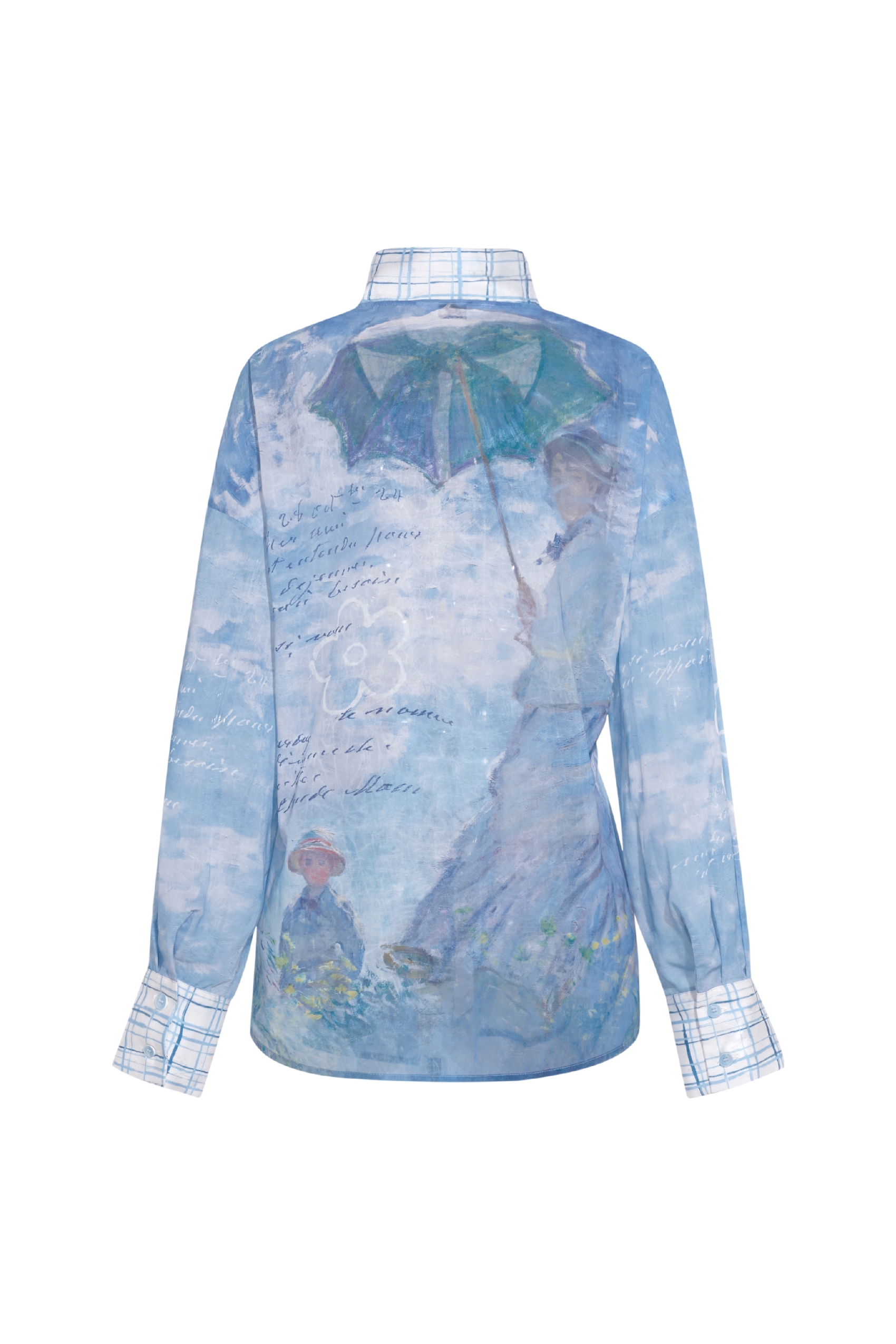 Blue Lace Chiffon Blouse-LYONSENS