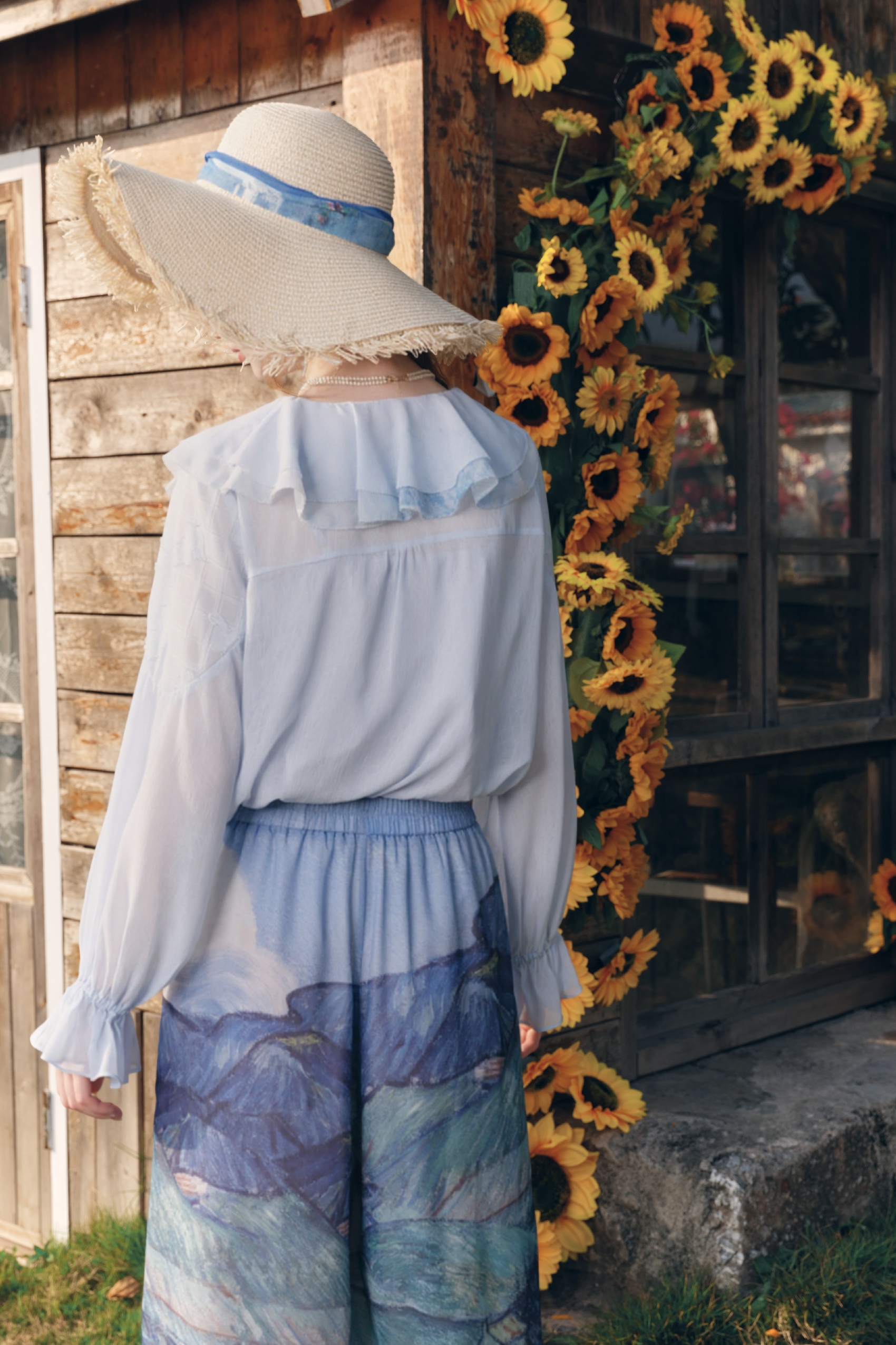 Fresh Ruffle Patchwork Chiffon Two-Piece Top